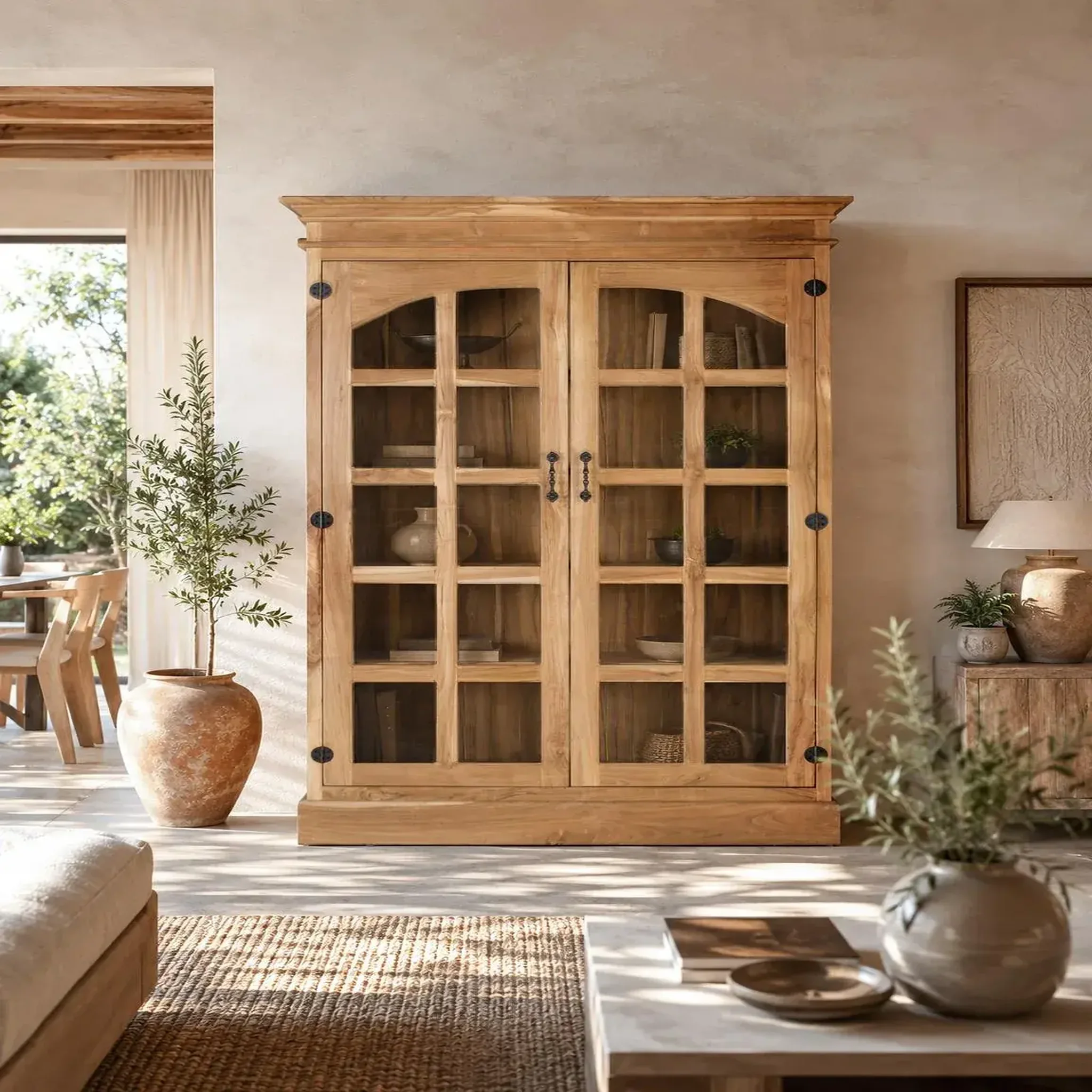 Voir la diapositive 2 : GINER Y COLOMER SL Vitrine en bois de teck 130 cm style rustique
