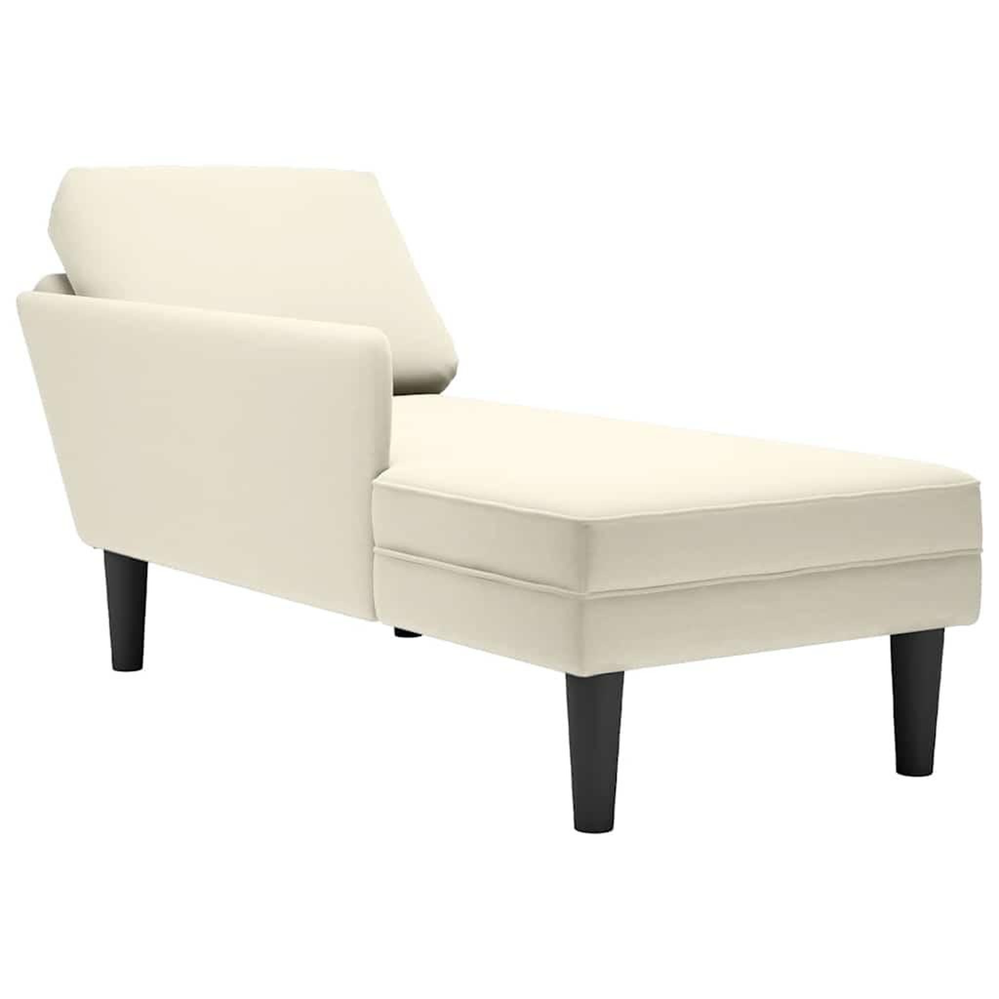 VIDAXL Fauteuil long avec coussin et accoudoir droit creme velours