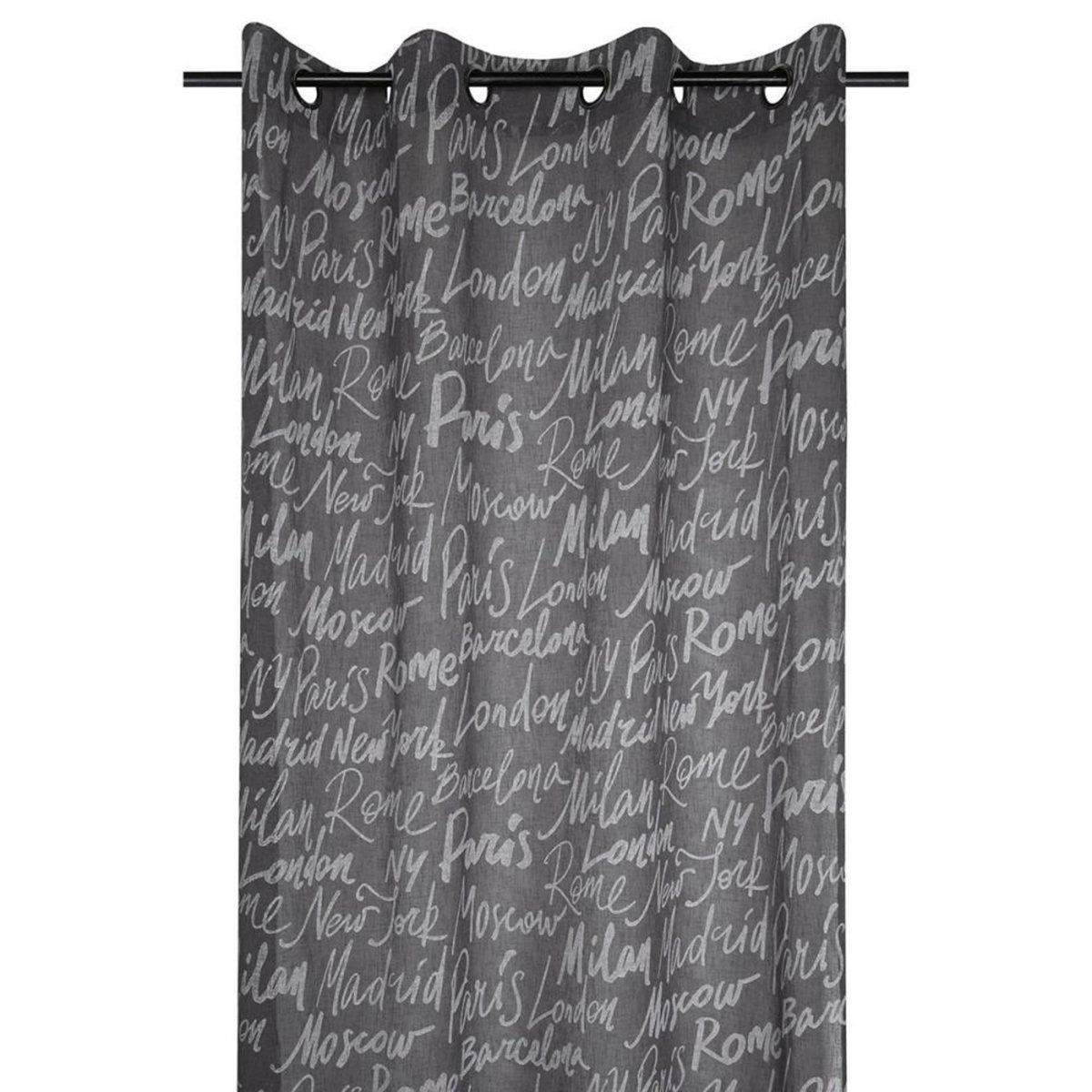 Lovely Casa Voilage à œillets 140x260 cm Capitales anthracite