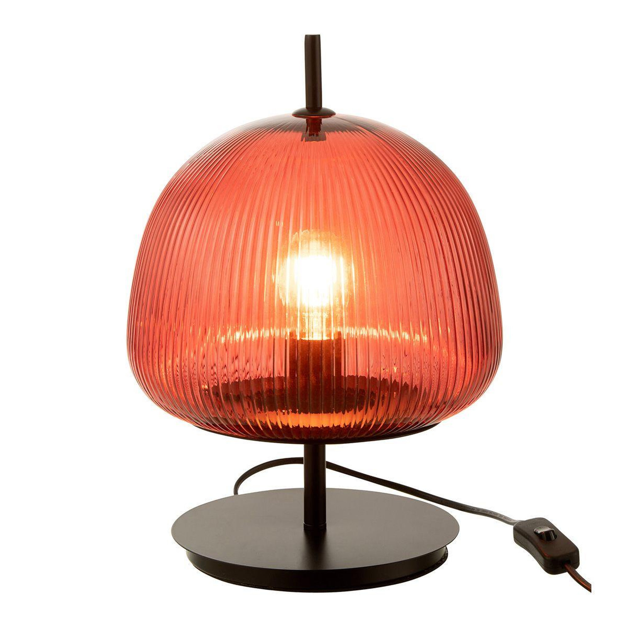 Voir la diapositive 2 : J-LINE Lampe à poser en verre  oasis  25cm rouge