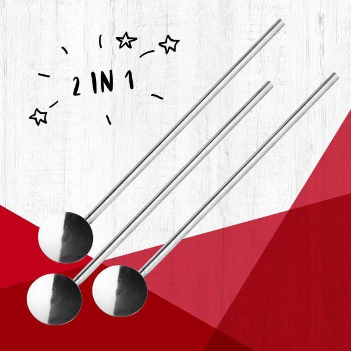 Fackelmann Lot de 9 cuillères à paille réemployables 18 cm Fackelmann Bar Concept