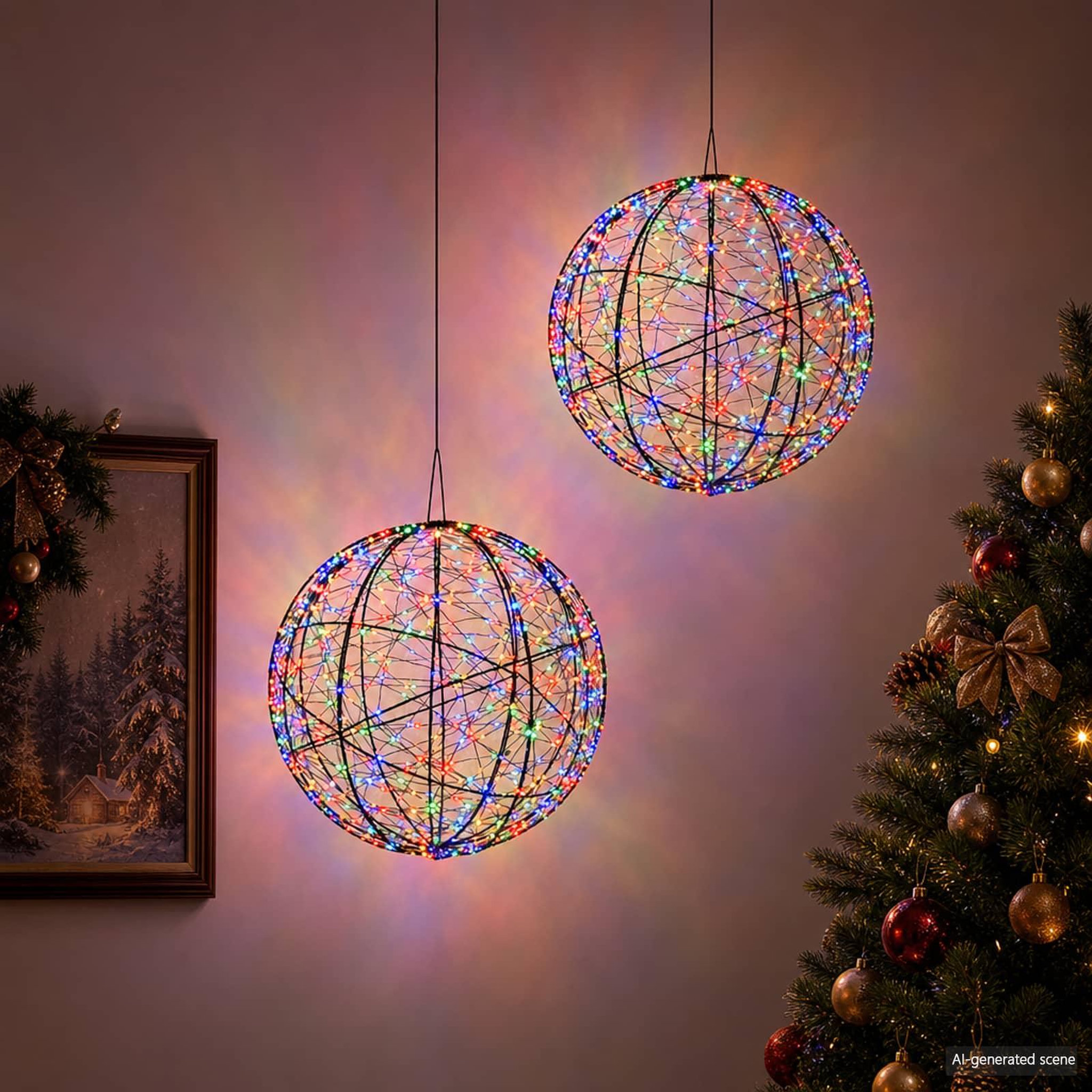 Voir la diapositive 2 : VIDAXL Lumiere de finial de Noël 2 pc 1000 LED Multicolore