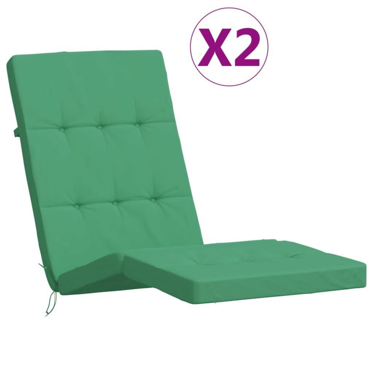 VIDAXL Coussins de chaise longue lot de 2 vert tissu oxford