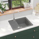 VIDAXL Evier de cuisine en granit Bac unique Gris