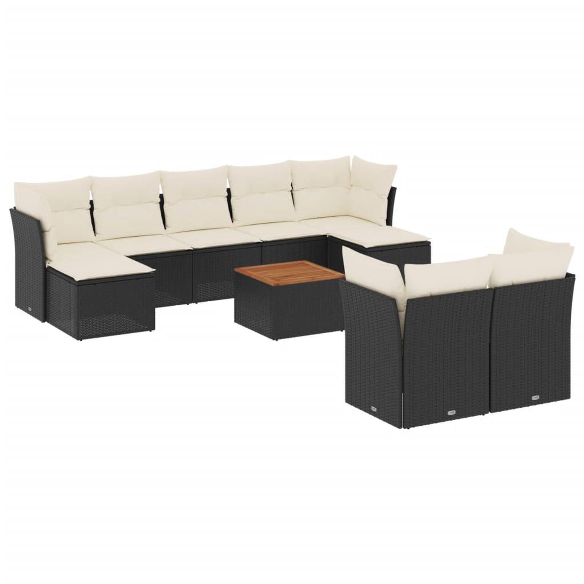 Voir la diapositive 2 : VIDAXL Salon de jardin 10 pcs avec coussins noir resine tressee