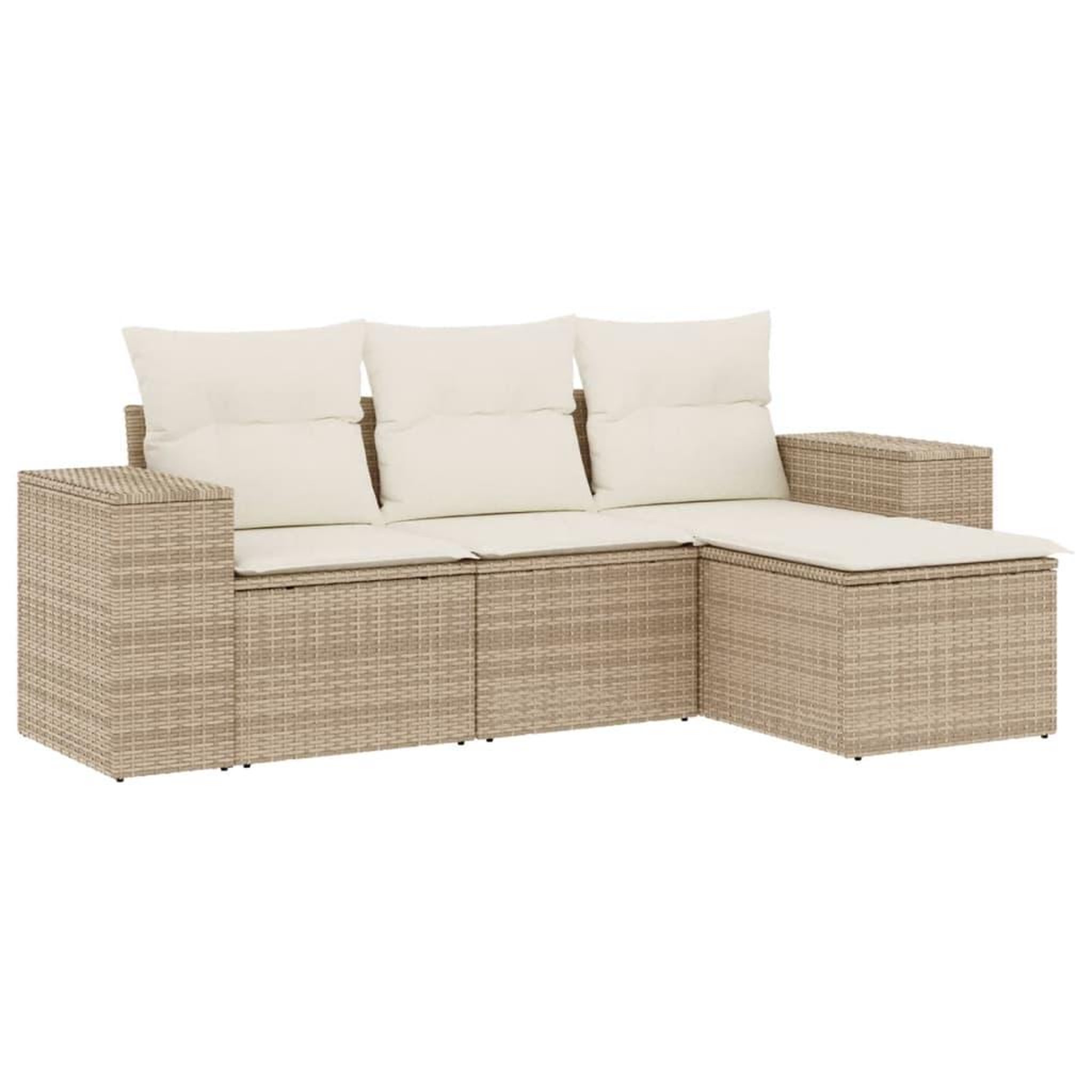 Voir la diapositive 2 : VIDAXL Salon de jardin avec coussins 4 pcs beige resine tressee