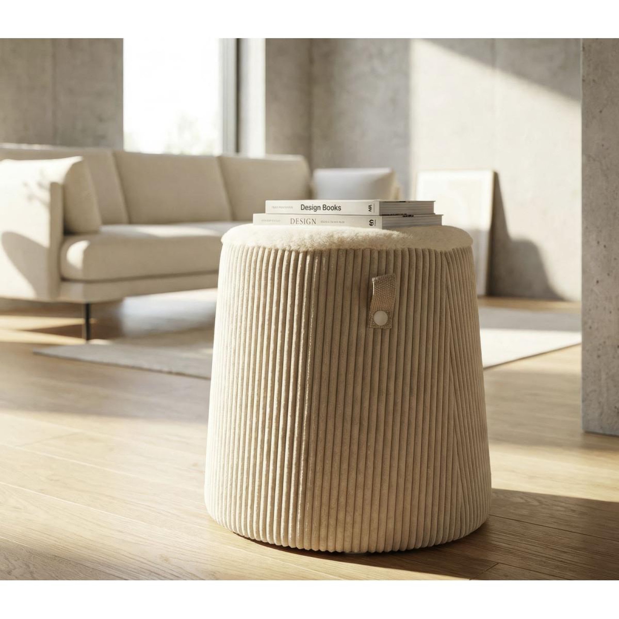 Voir la diapositive 5 : Paris Prix Pouf cône en tissu côtelé  dublino  45cm blanc