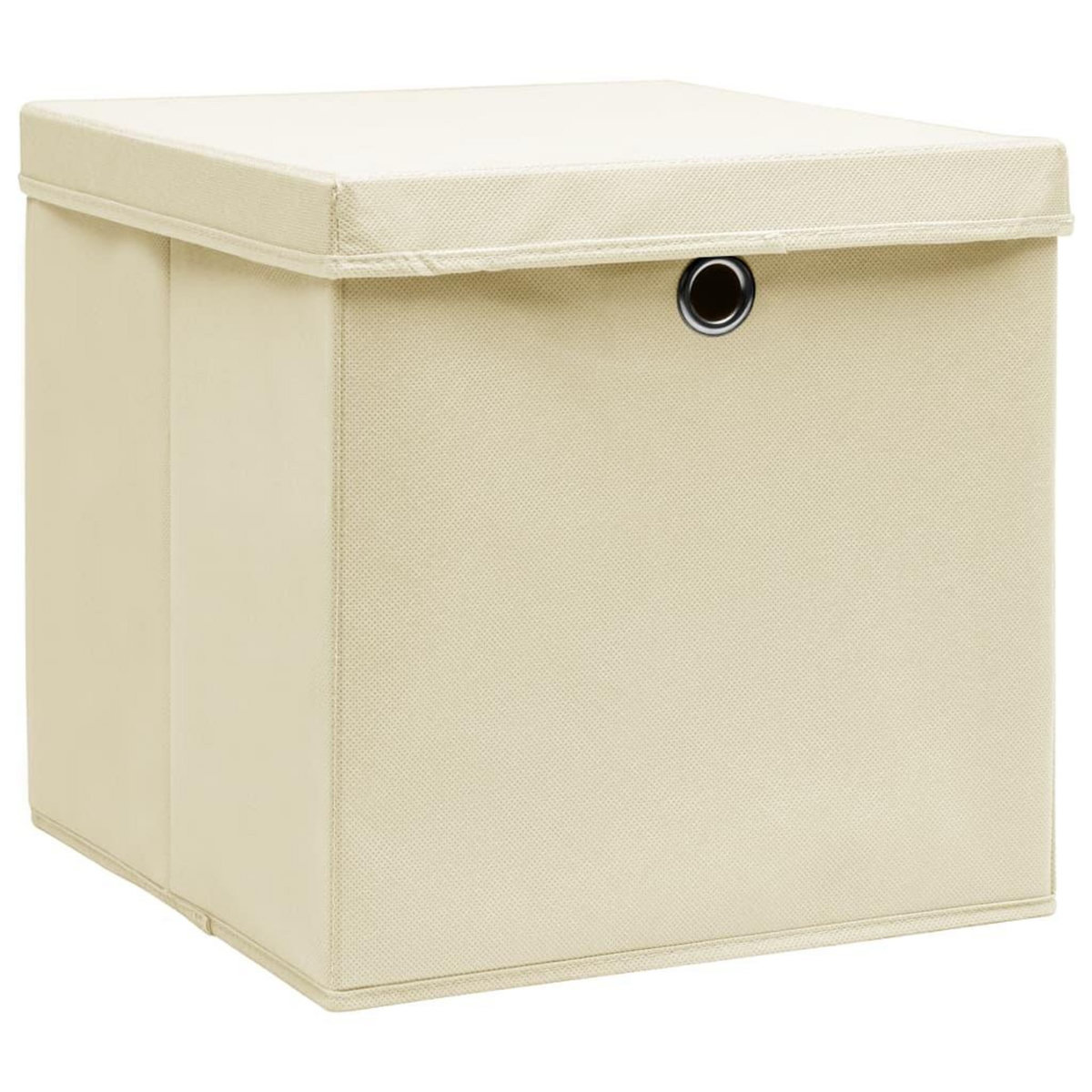 VIDAXL Boîtes de rangement a couvercles 10 pcs Creme 32x32x32 cm Tissu