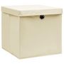 Voir la diapositive 2 : VIDAXL Boîtes de rangement a couvercles 10 pcs Creme 32x32x32 cm Tissu