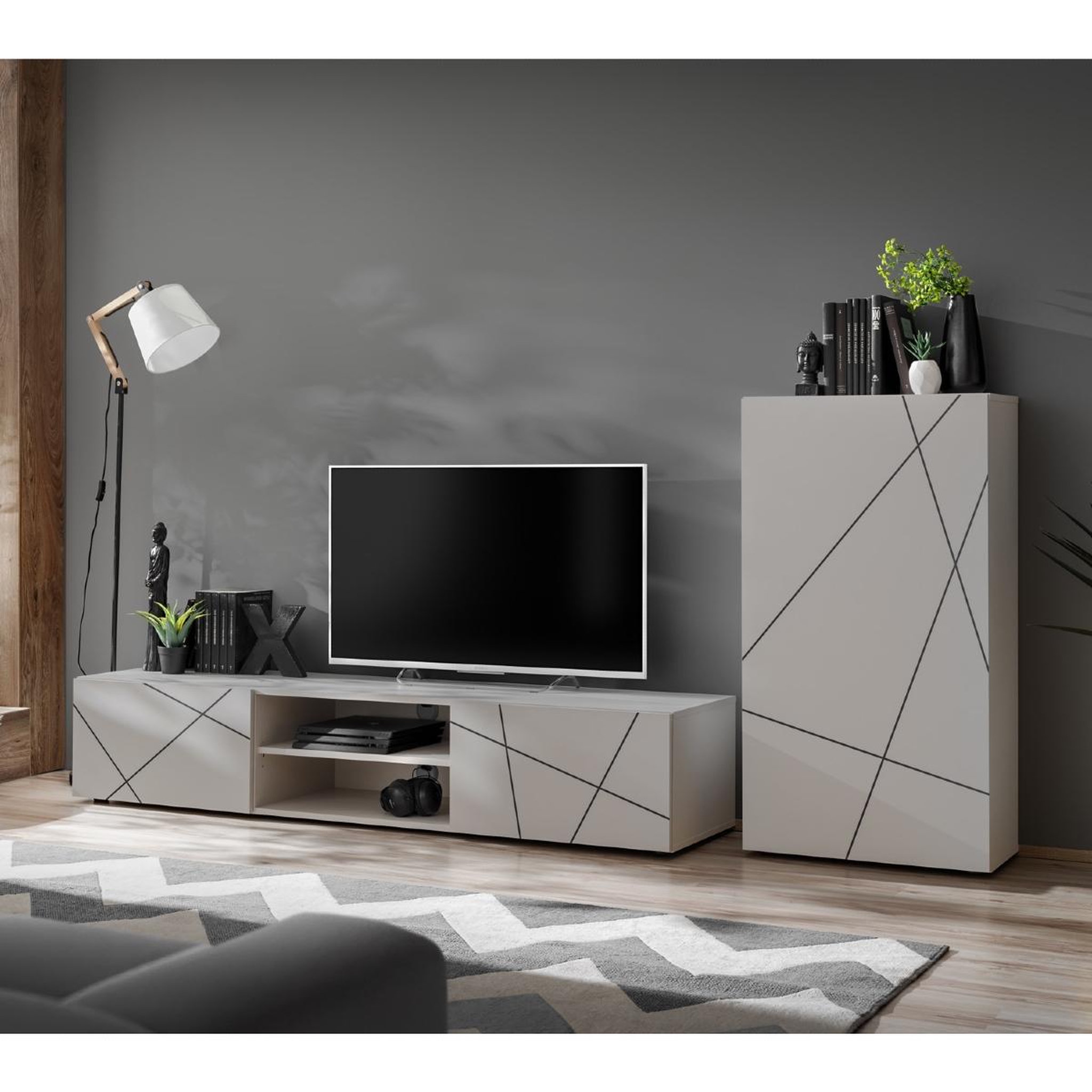 Voir la diapositive 3 : JLC KREATION Ensemble tv mural moderne avec colonne murale eos
