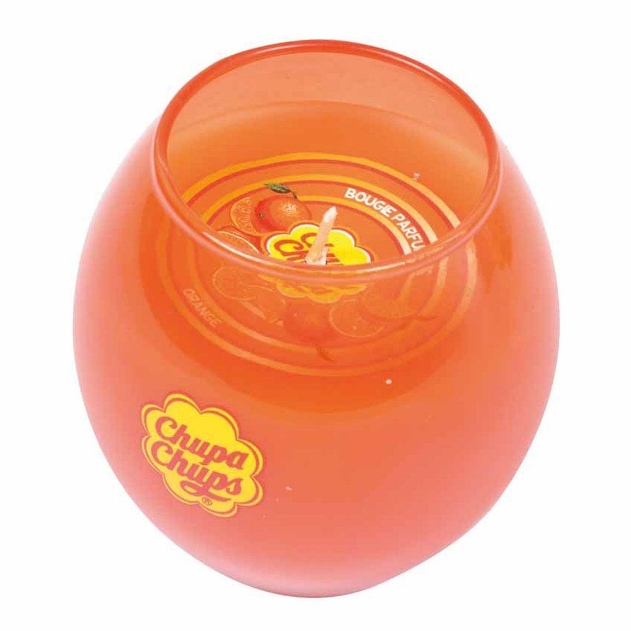 HOMEA Bougie parfumée en verre  chupa chups  7cm orange