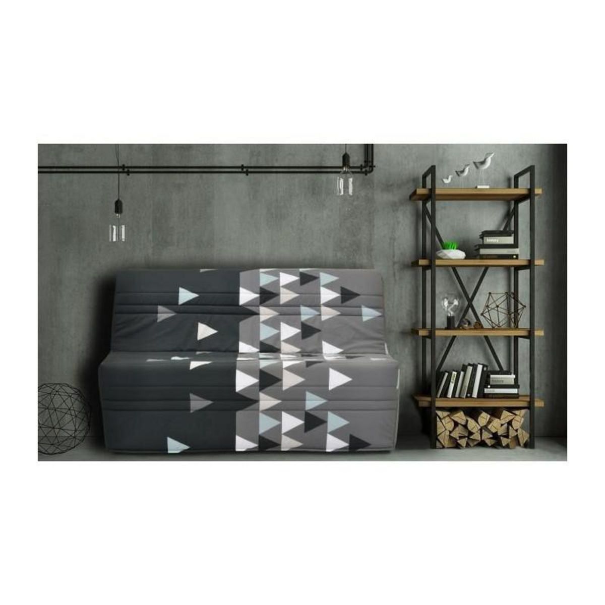 GRUHIER GRUHIER Banquette BZ - Tissu Gris et noir - L143 x P97 x H89cm - Joe