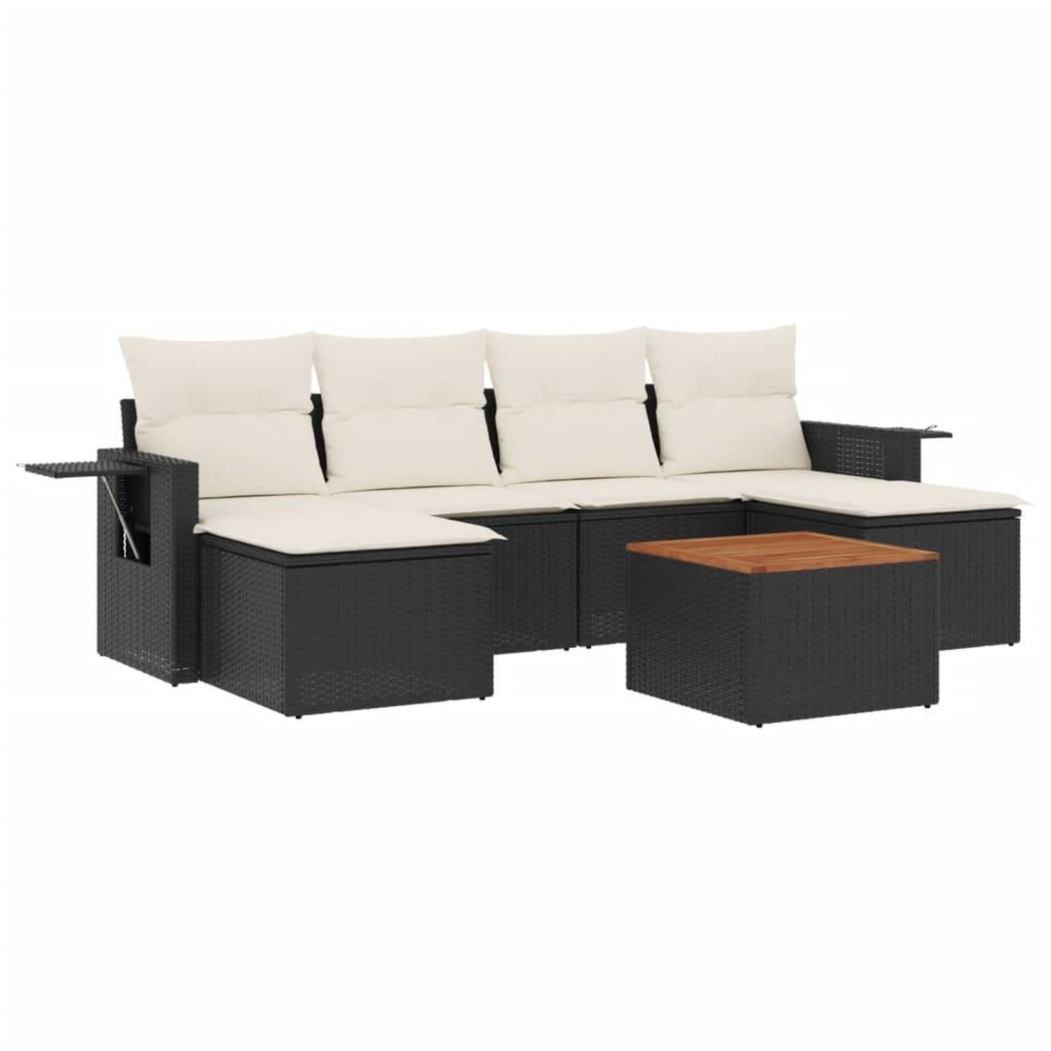 Voir la diapositive 2 : VIDAXL Salon de jardin 7 pcs avec coussins noir resine tressee