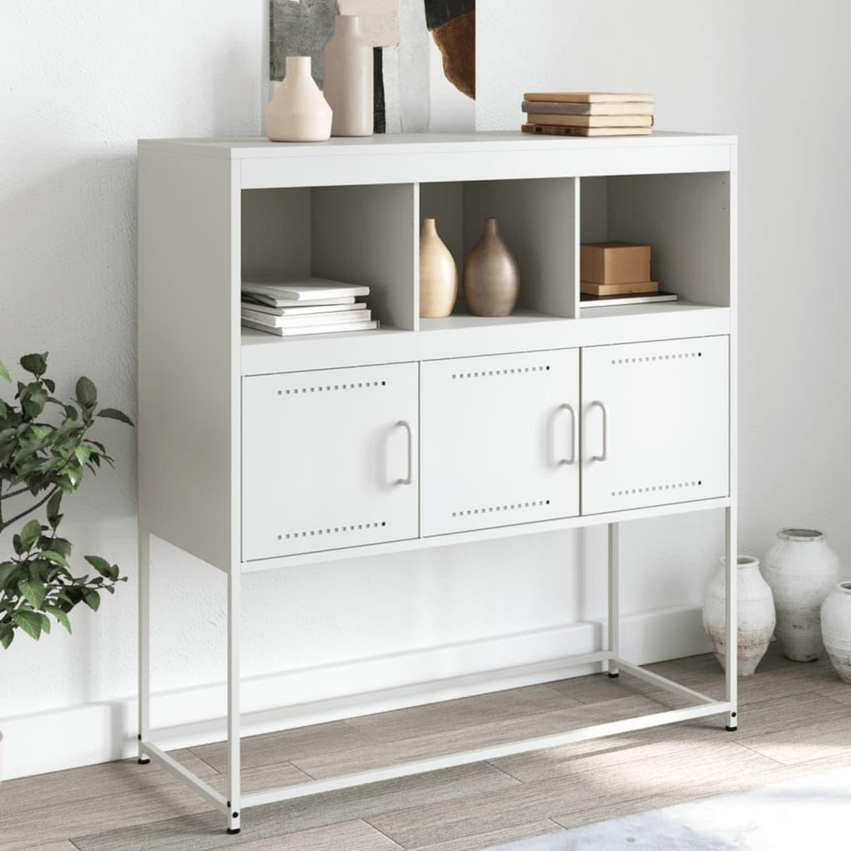 VIDAXL Buffet blanc 100,5x39x107 cm acier