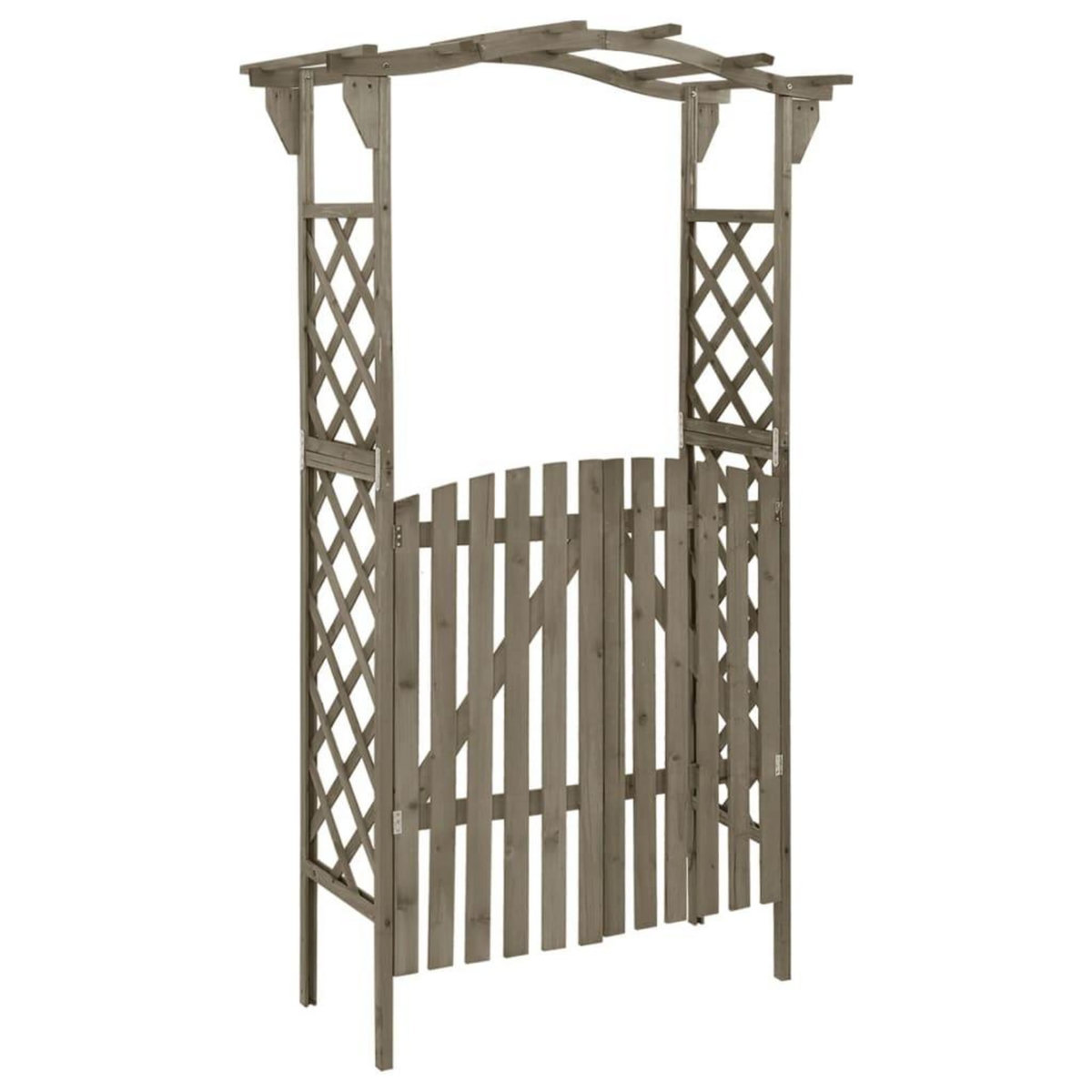 VIDAXL Pergola avec portail 116x40x204 cm Gris Bois de sapin massif