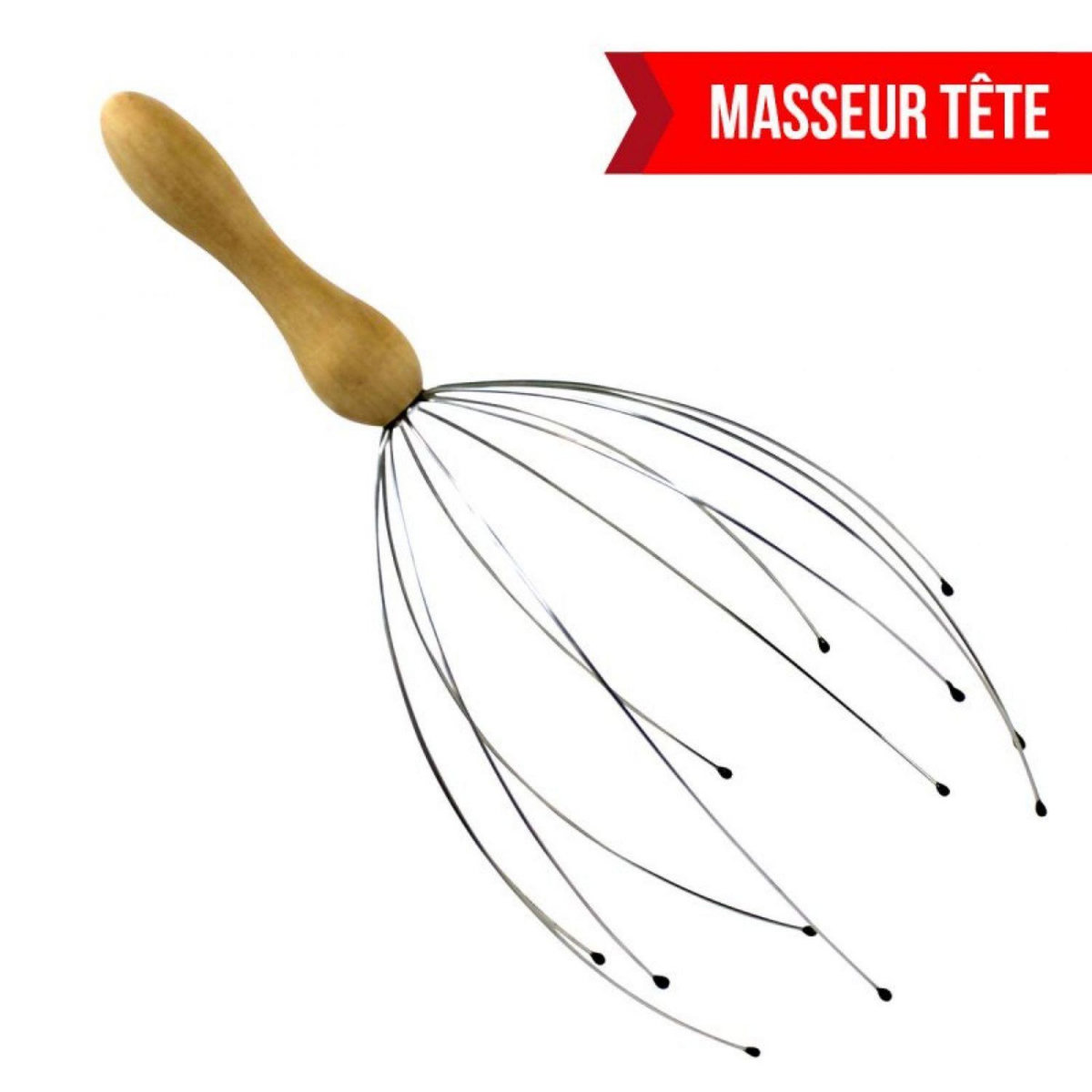 VIVEZEN Kit de massage 4 pièces, rouleau en bois pour le dos, la tête, les pieds et multi-usage