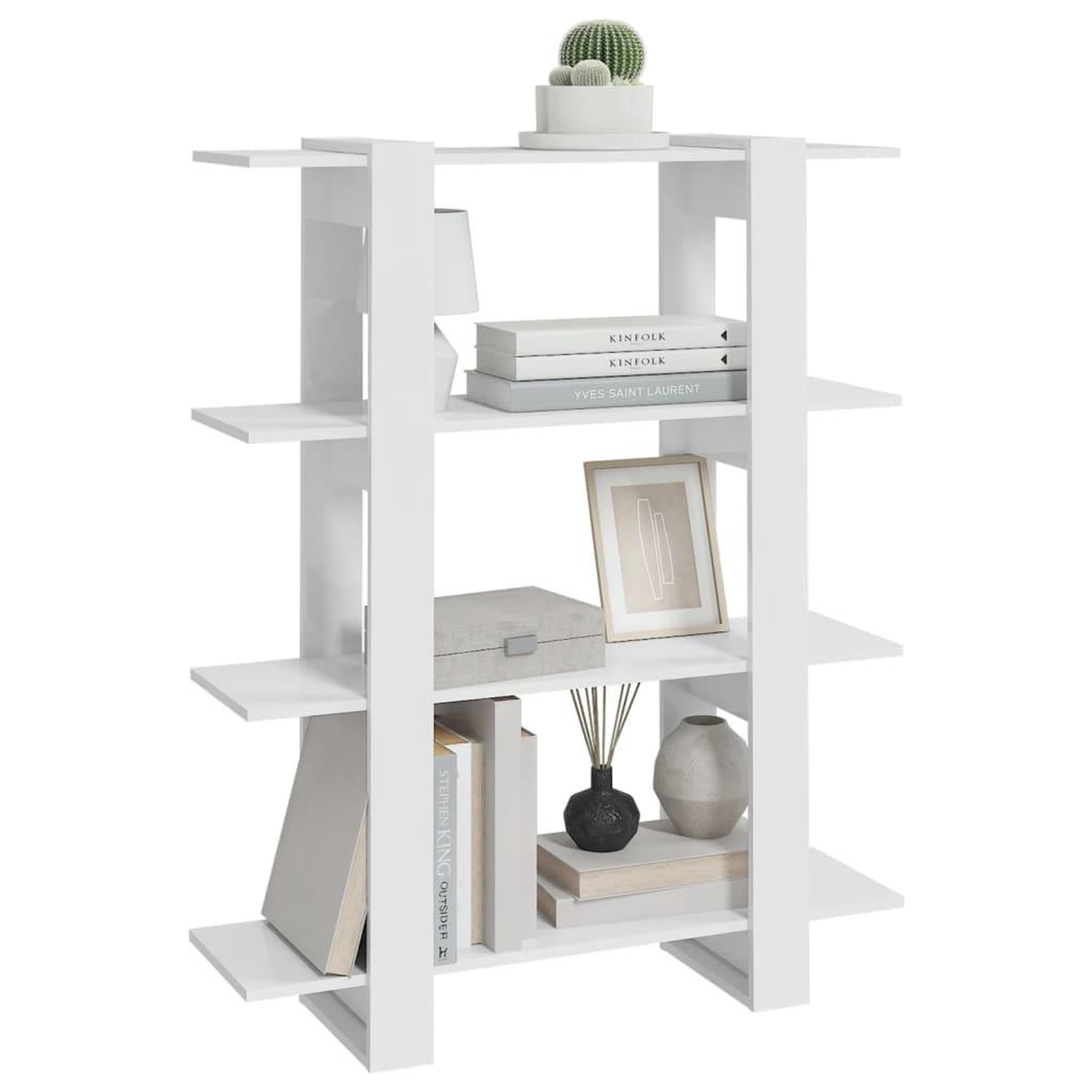 Voir la diapositive 5 : VIDAXL Bibliotheque/Separateur de piece Blanc brillant 100x30x123,5 cm