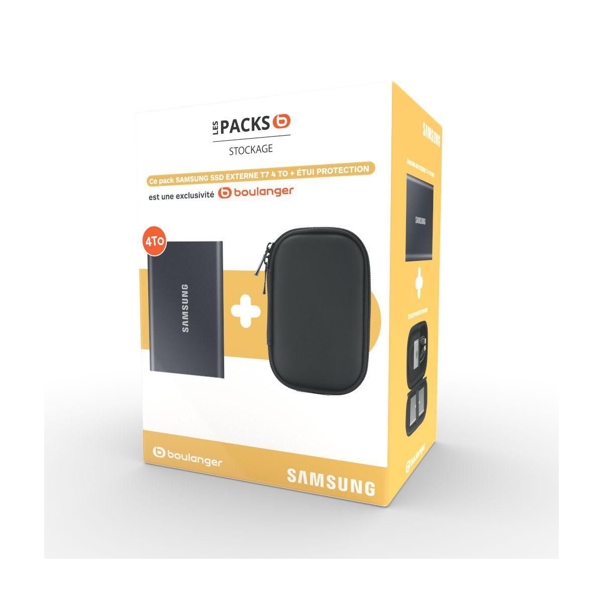 Samsung Disque dur SSD externe Pack T7 4To Gris + Etui