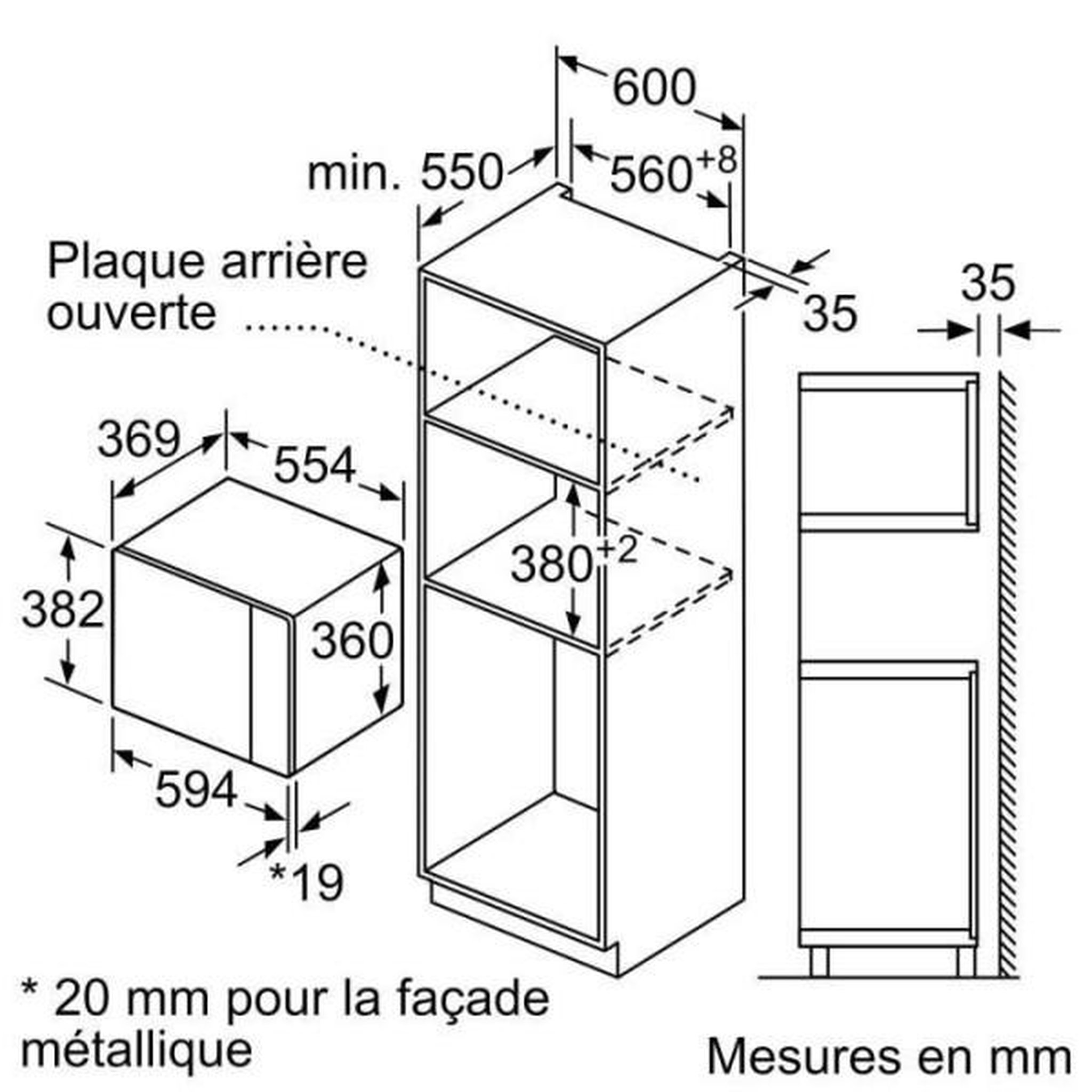 Voir la diapositive 5 : BOSCH Micro-ondes encastrable 25l 900w inox - BFL553MS0
