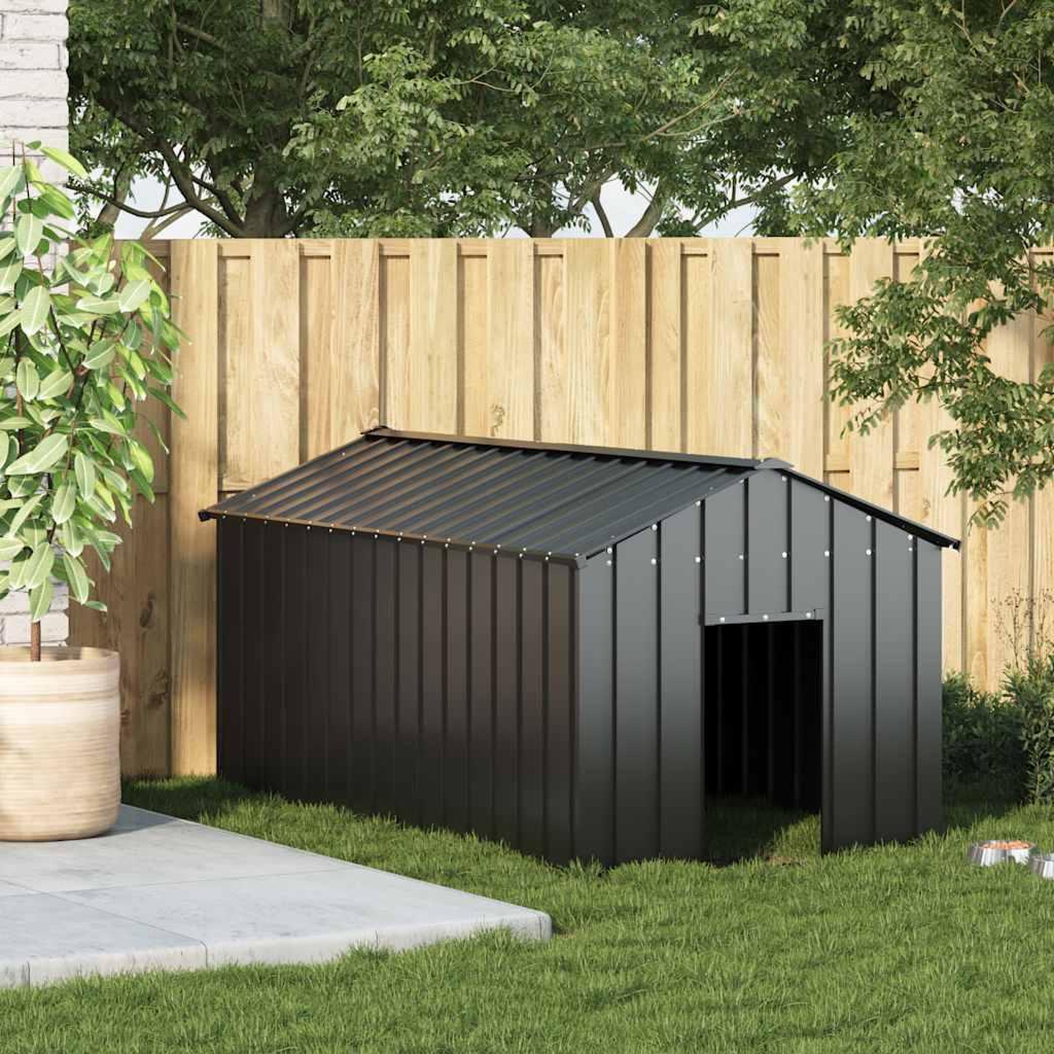 Voir la diapositive 2 : VIDAXL Niche pour chien avec toit noir 114x202x101 cm acier galvanise