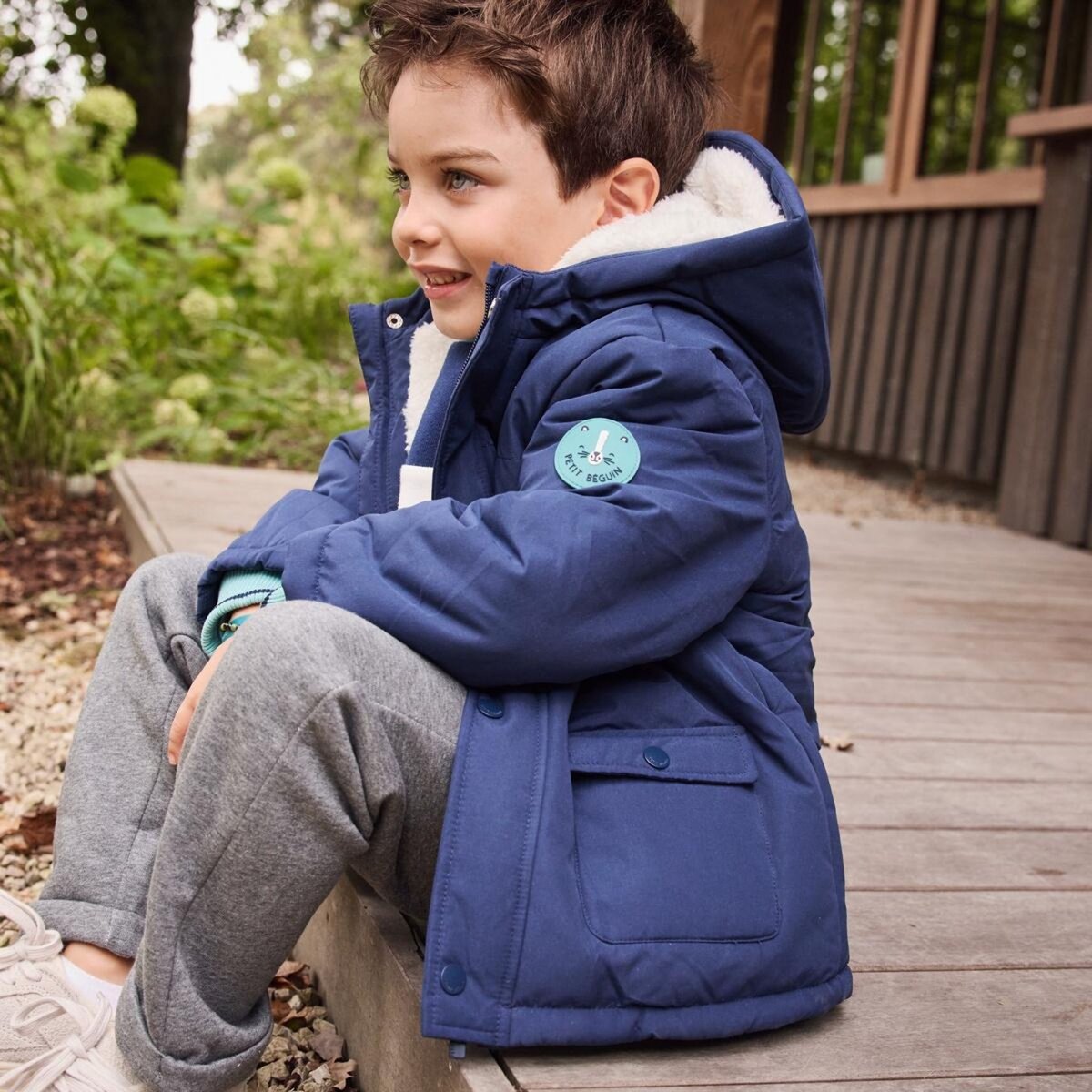 Petit Béguin Manteau enfant imperméable doublé sherpa avec capuche Oscar