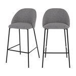 Rendez vous déco Lot de 2 chaises pour îlot central 66 cm en tissu chiné gris foncé - Karl. Coloris disponibles : Gris