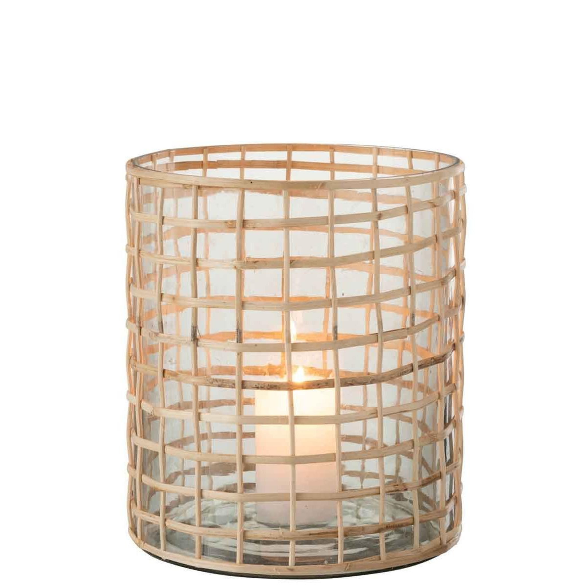 Voir la diapositive 2 : J-LINE Photophore Design en Rotin  Lamina  22cm Naturel