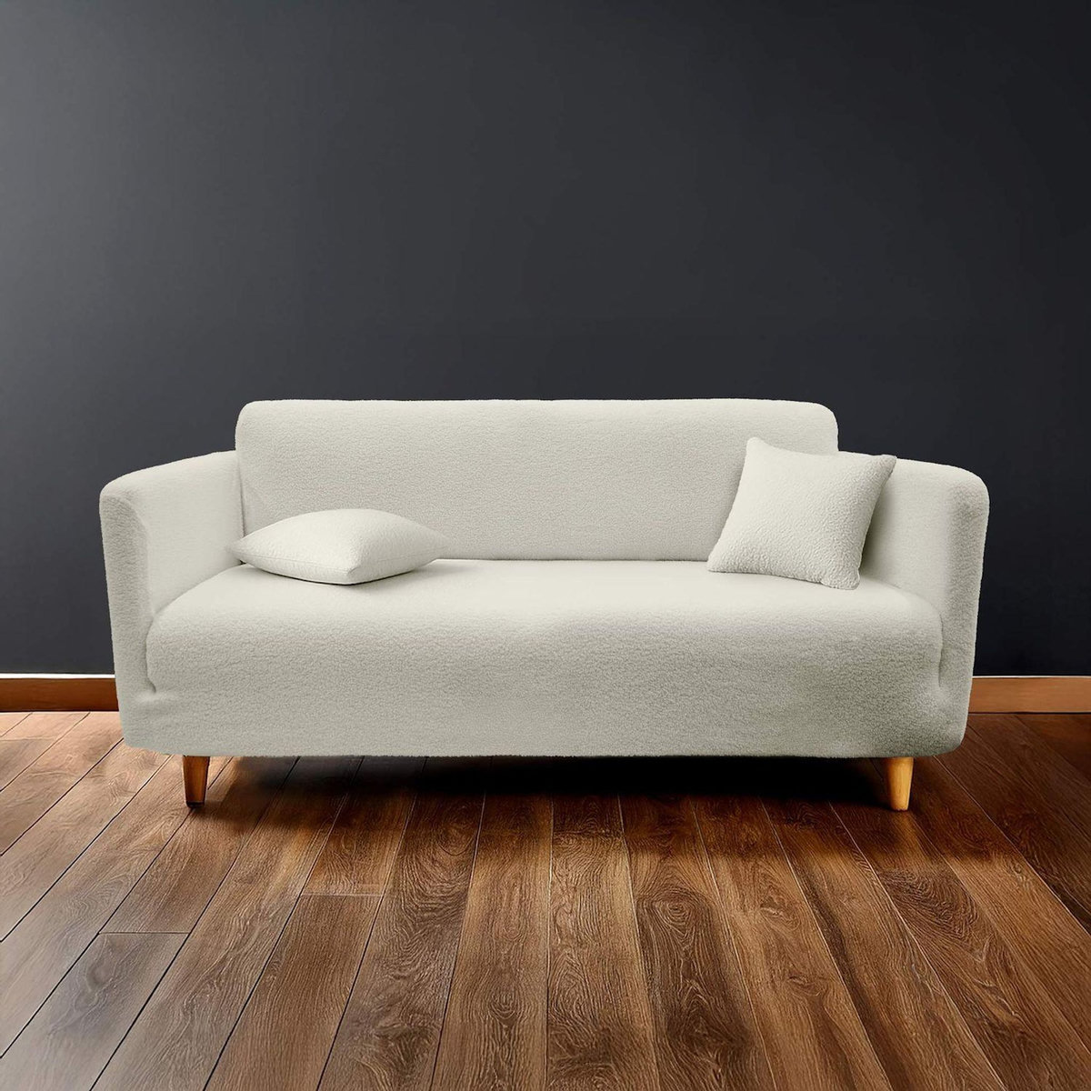 Douceur d'Intérieur Housse de canapé extensible en bouclette - 3 places - de 180 à 230 cm - Ecru