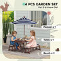 Voir la diapositive 4 : HOMCOM Table pique-nique enfant - ensemble salon de jardin enfant - 2 bancs, coussins et parasol - bois brun