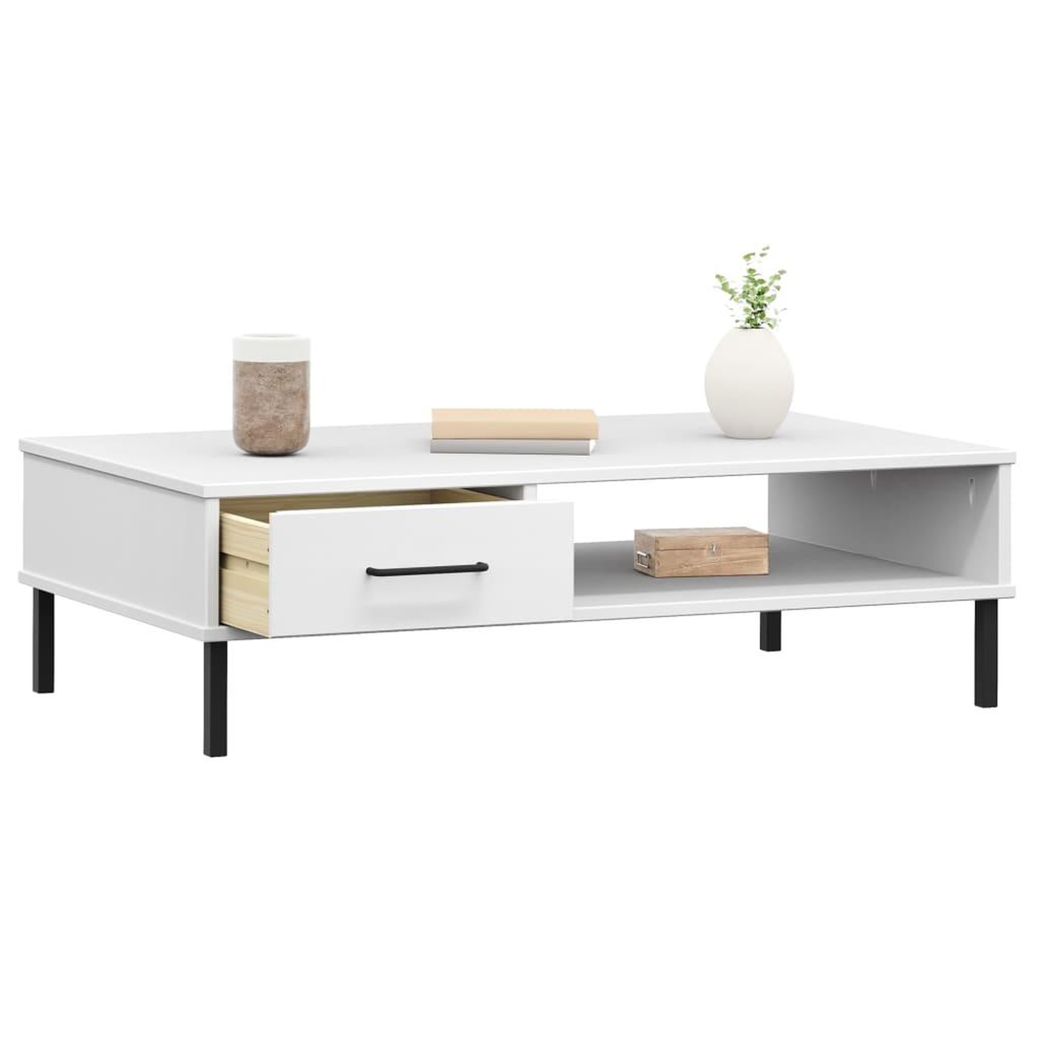 Voir la diapositive 3 : VIDAXL Table basse avec pieds en metal Blanc Bois pin massif OSLO