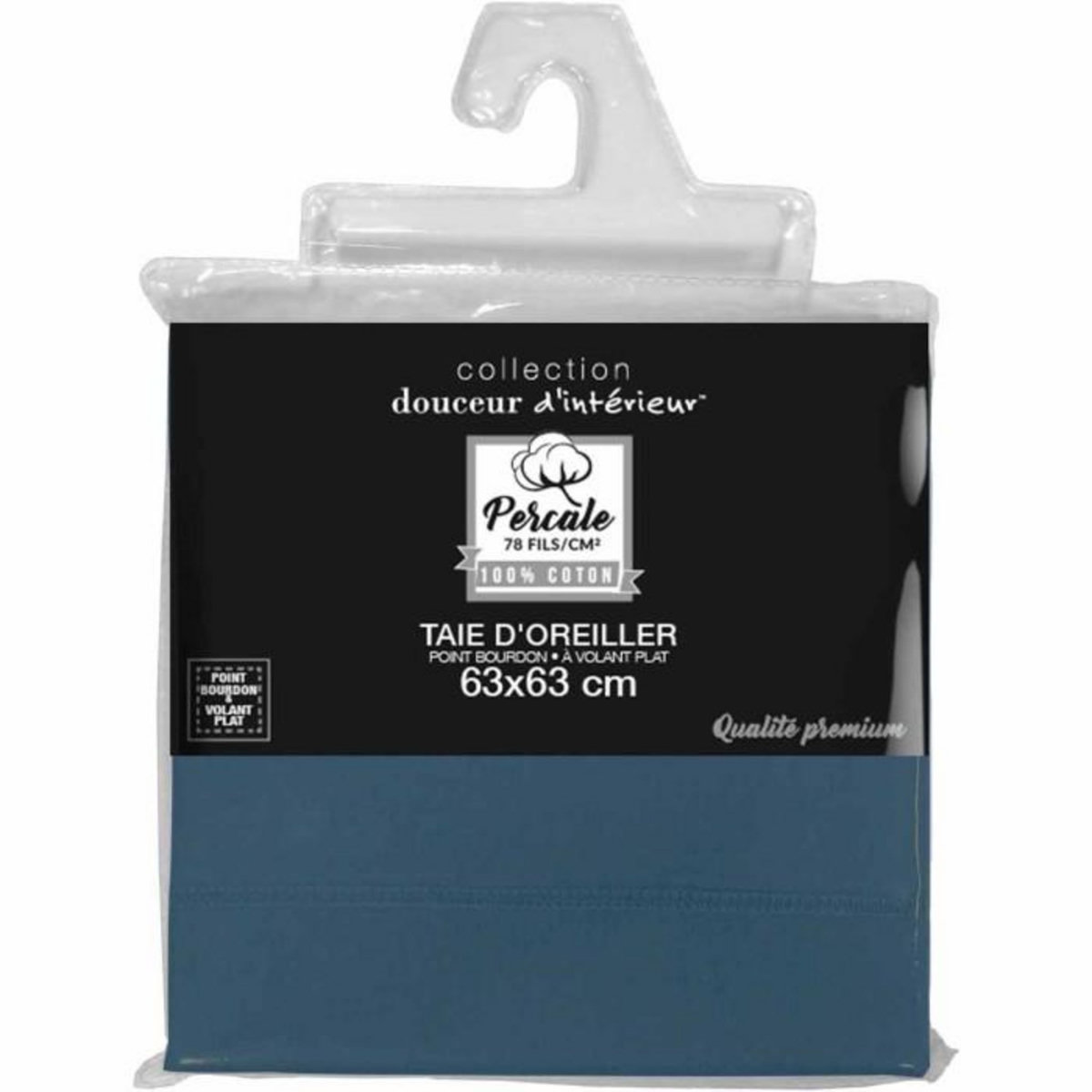 Paris Prix Taie d'Oreiller  Percaline  63x63cm Bleu