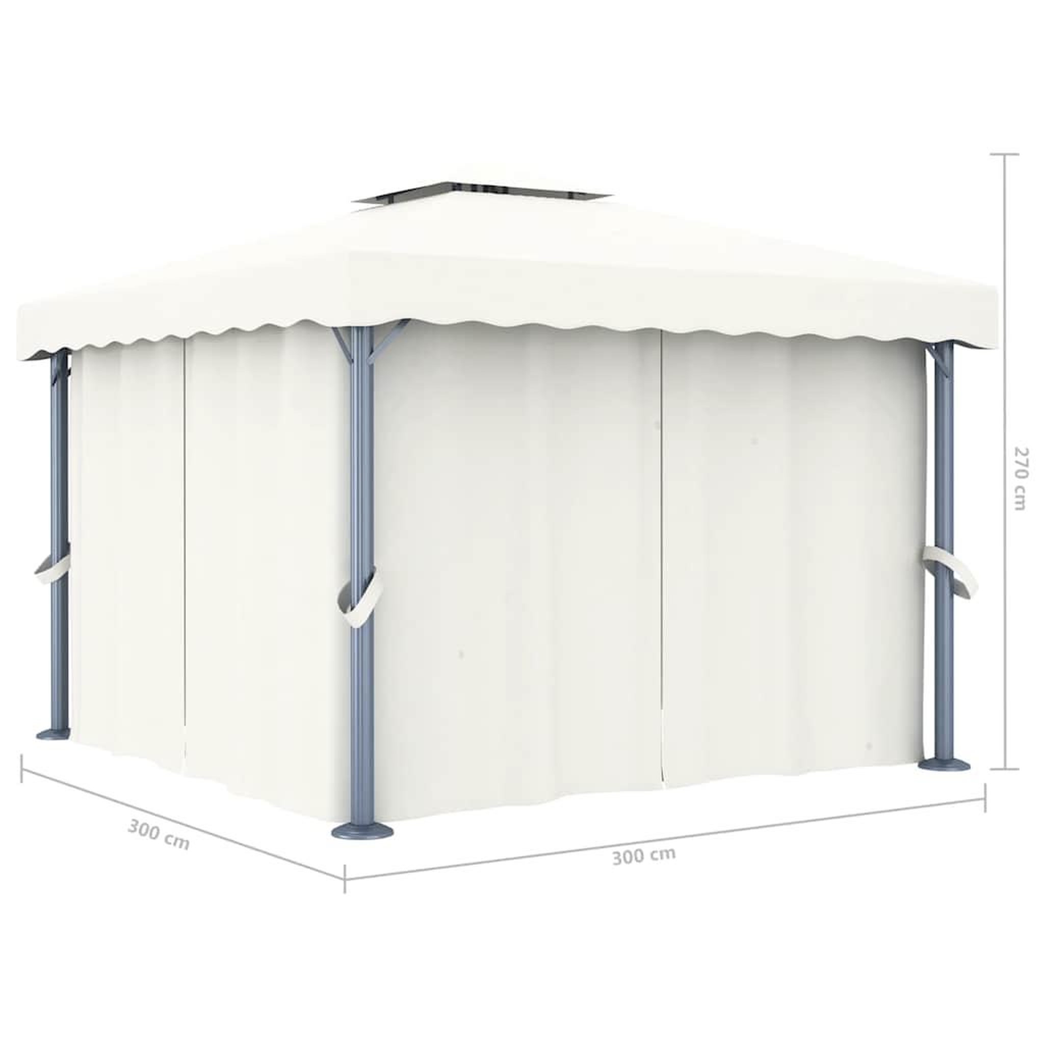 Voir la diapositive 6 : VIDAXL Tonnelle et rideau et guirlande lumineuse LED 3x3 m Blanc creme