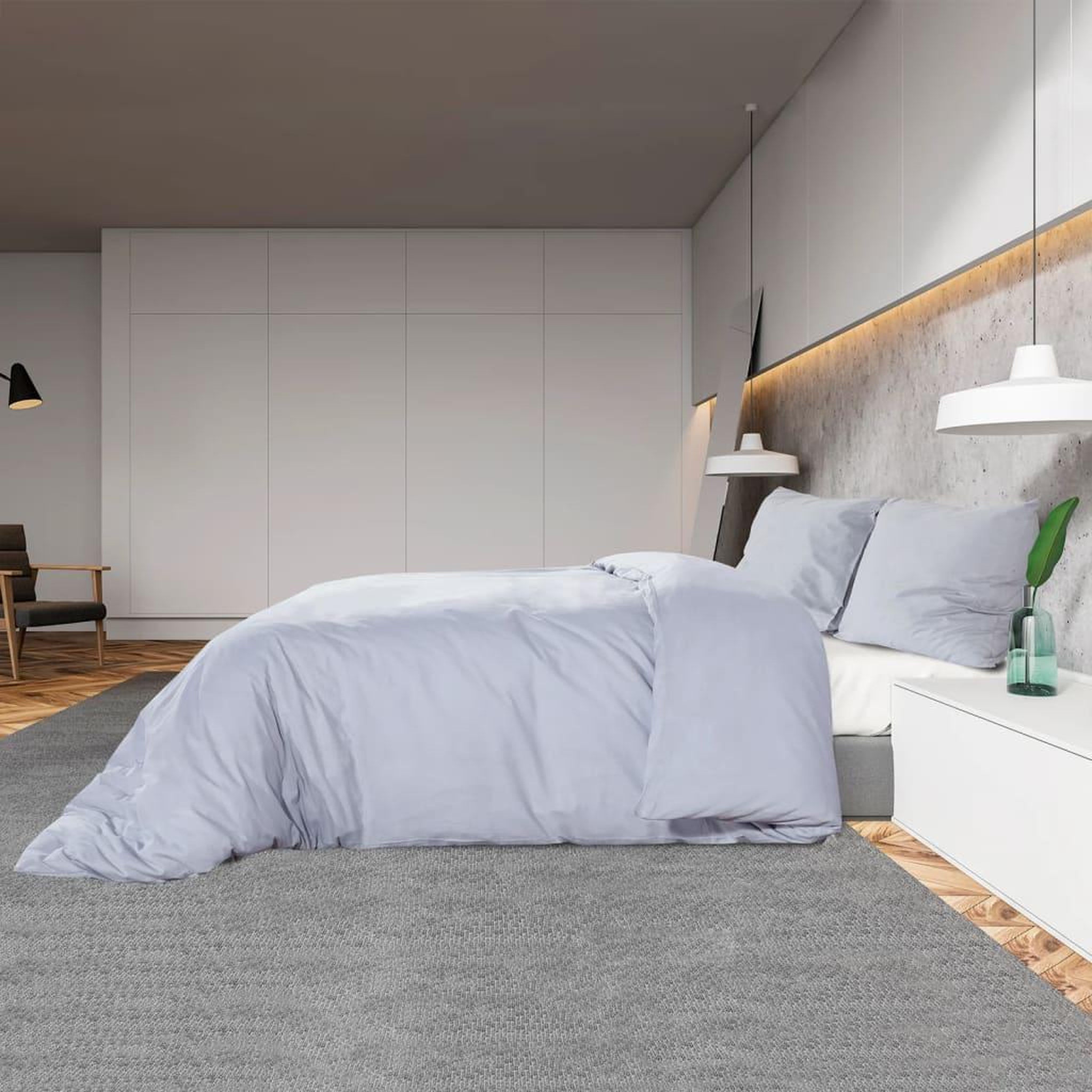 Voir la diapositive 4 : VIDAXL Ensemble de housse de couette Gris 200x200 cm Coton