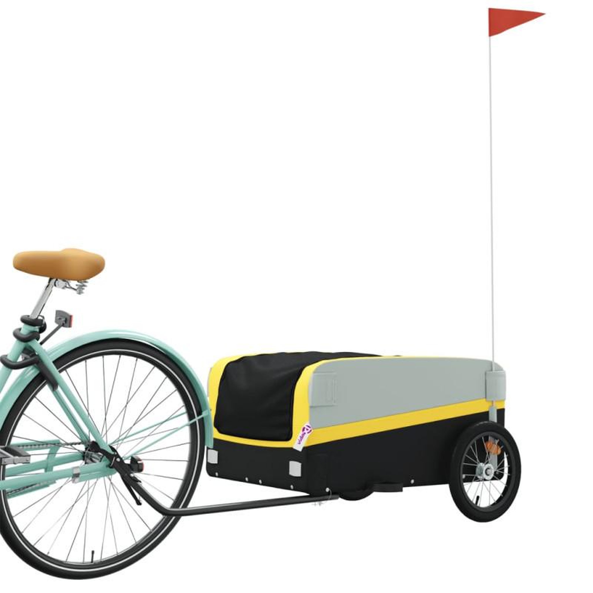 Voir la diapositive 3 : VIDAXL Remorque de vélo noir et jaune 45 kg fer