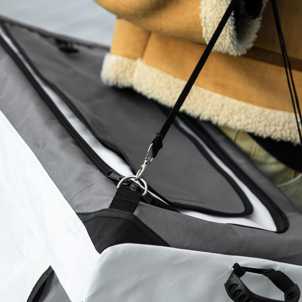 PAWHUT Poussette pliable animaux chien chat nacelle amovible 4 roues gris