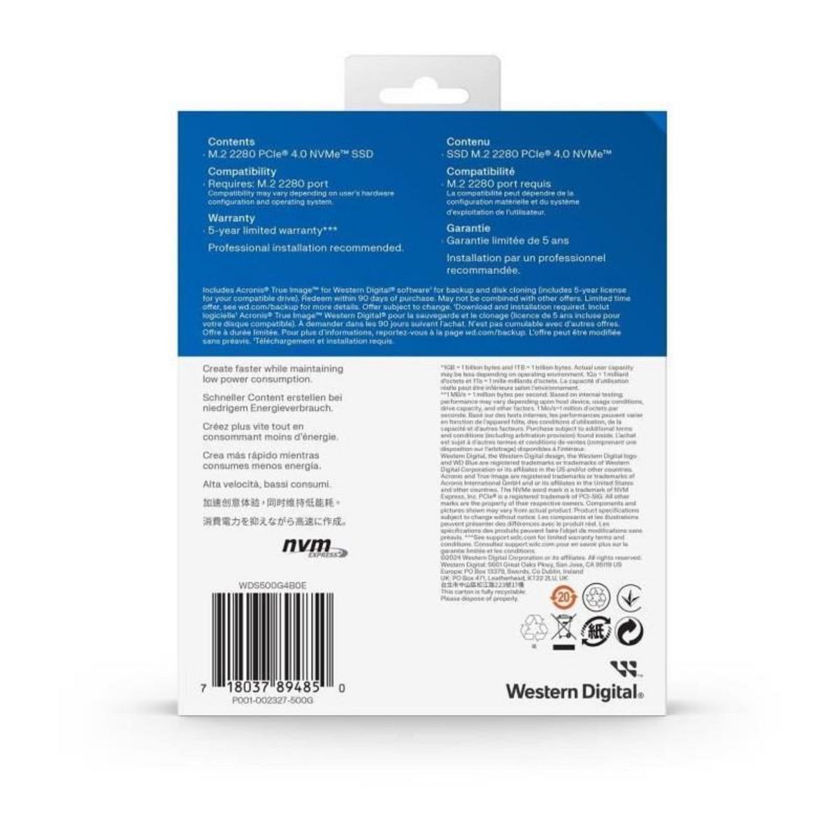 Western Digital WESTERN DIGITAL - SN5000 - Disque SSD Interne - 500 Go - WDS500G4B0E