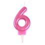 Voir la diapositive 1 : Paris Prix Bougie d'Anniversaire Paillette  Chiffre 6  7cm Rose