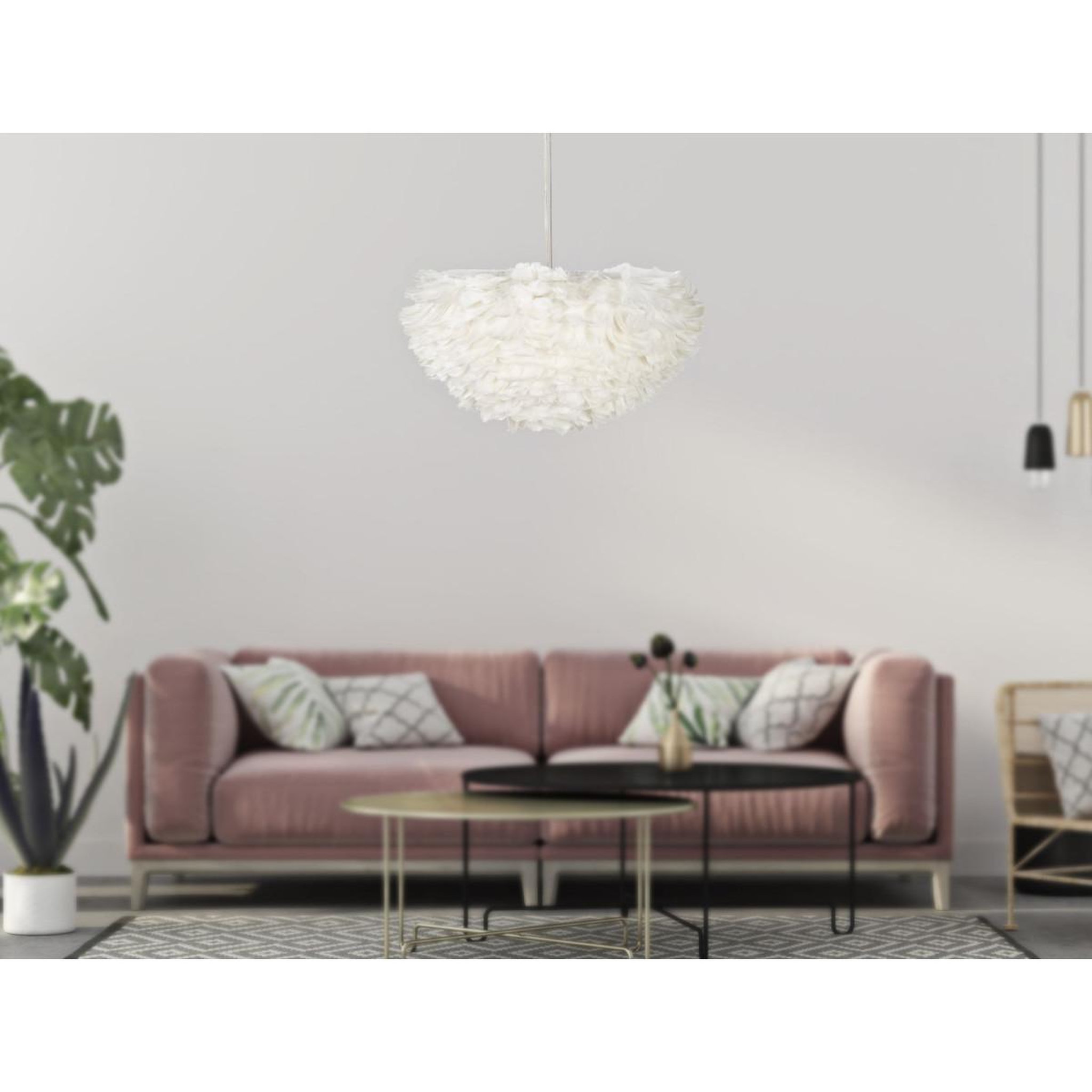 Voir la diapositive 5 : Paris Prix Lampe Suspension Déco  Imitation Plume  60cm Blanc