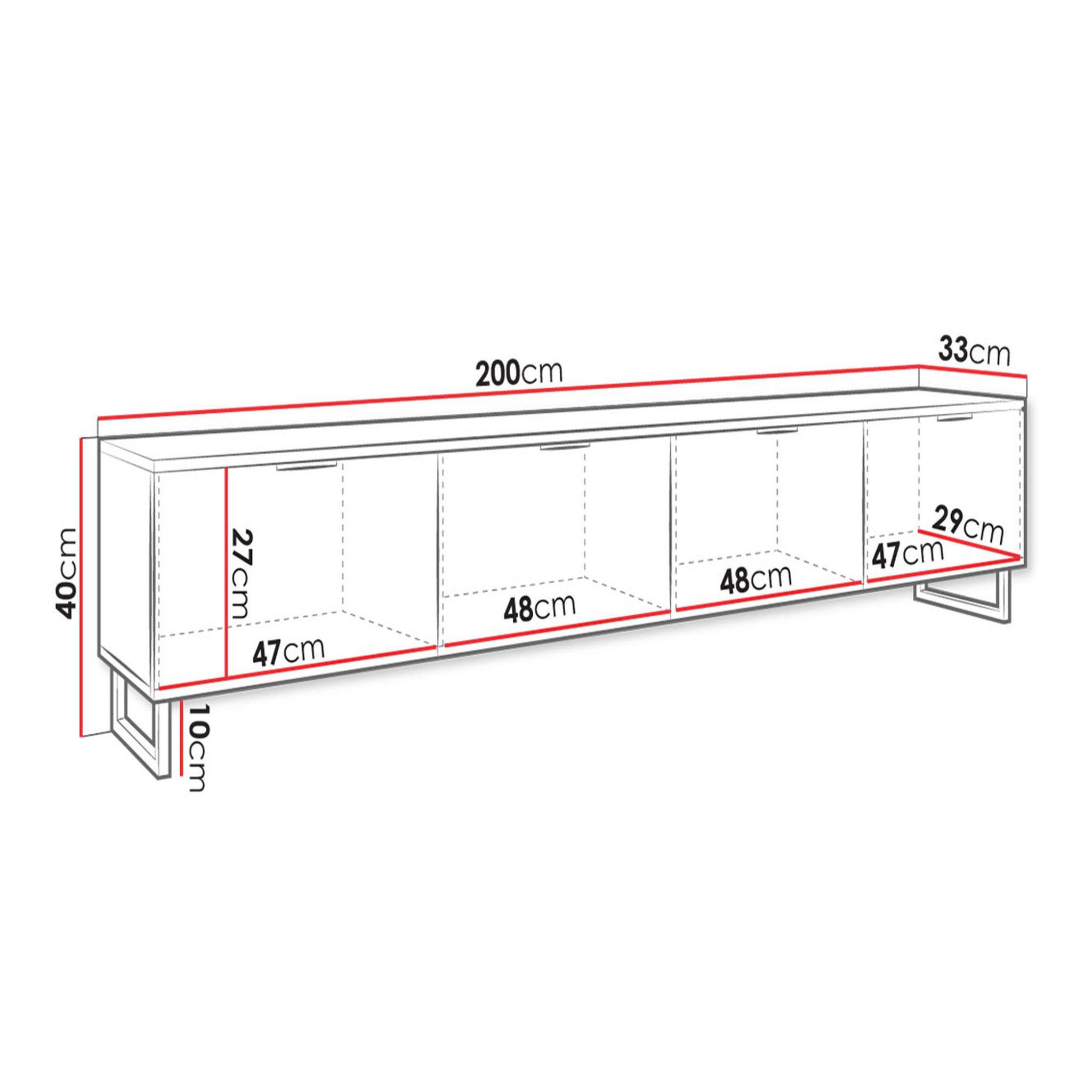 Voir la diapositive 6 : BEST MOBILIER Olympie - meuble tv - effet bois et noir - 4 portes - 200 cm