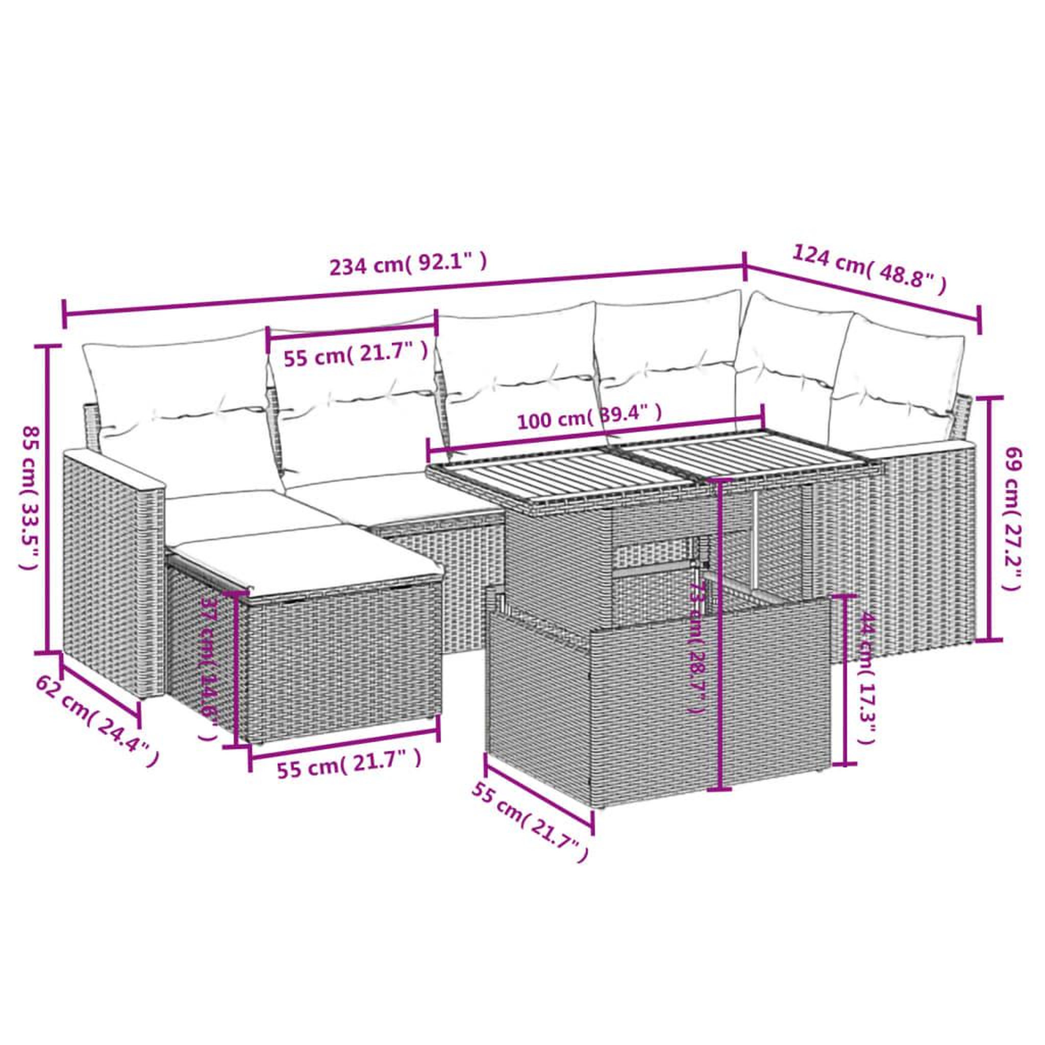 Voir la diapositive 3 : VIDAXL Salon de jardin avec coussins 7 pcs beige resine tressee