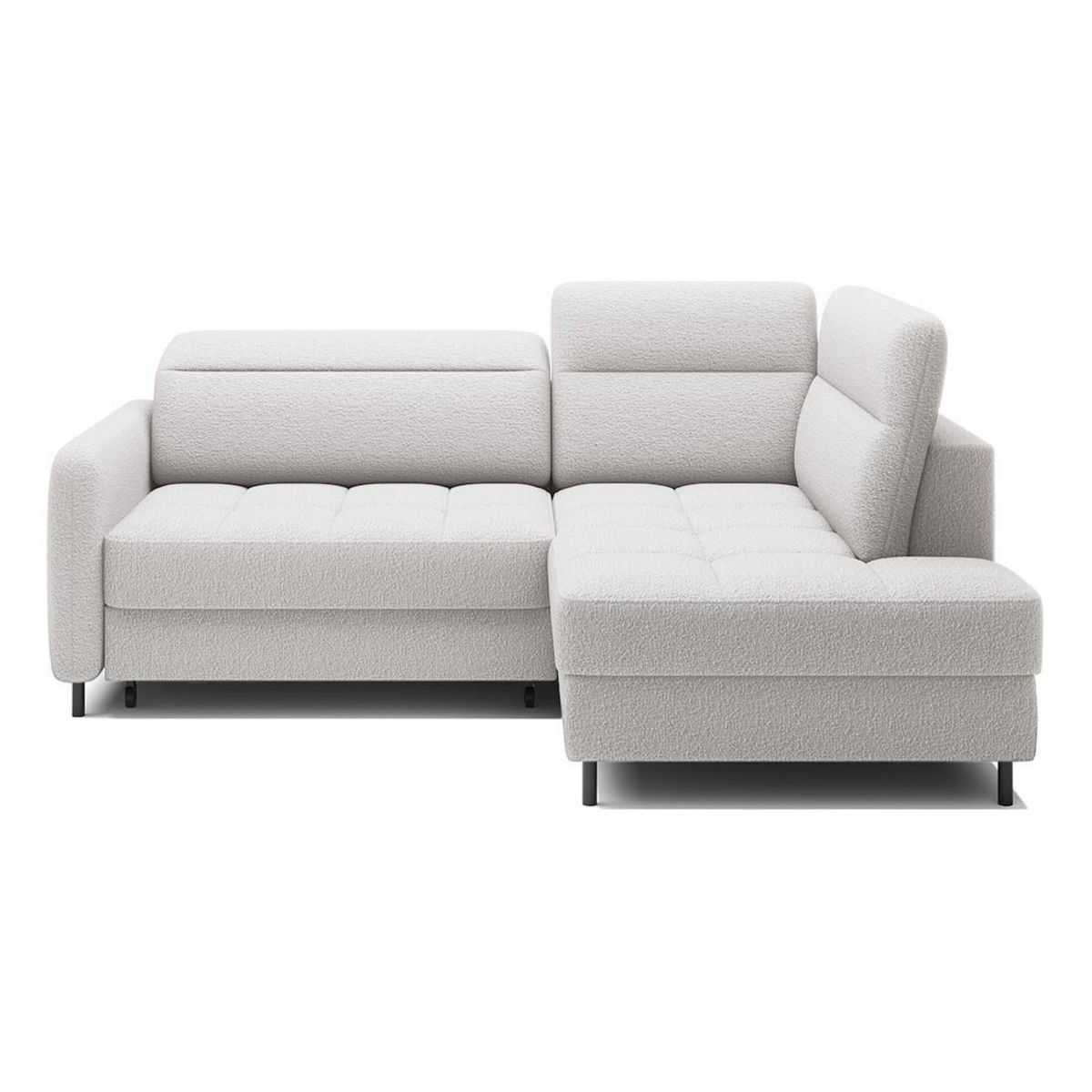 BEST MOBILIER Kalibo - canapé d'angle droit - 5 places - convertible avec coffre et têtières - en tissu bouclette