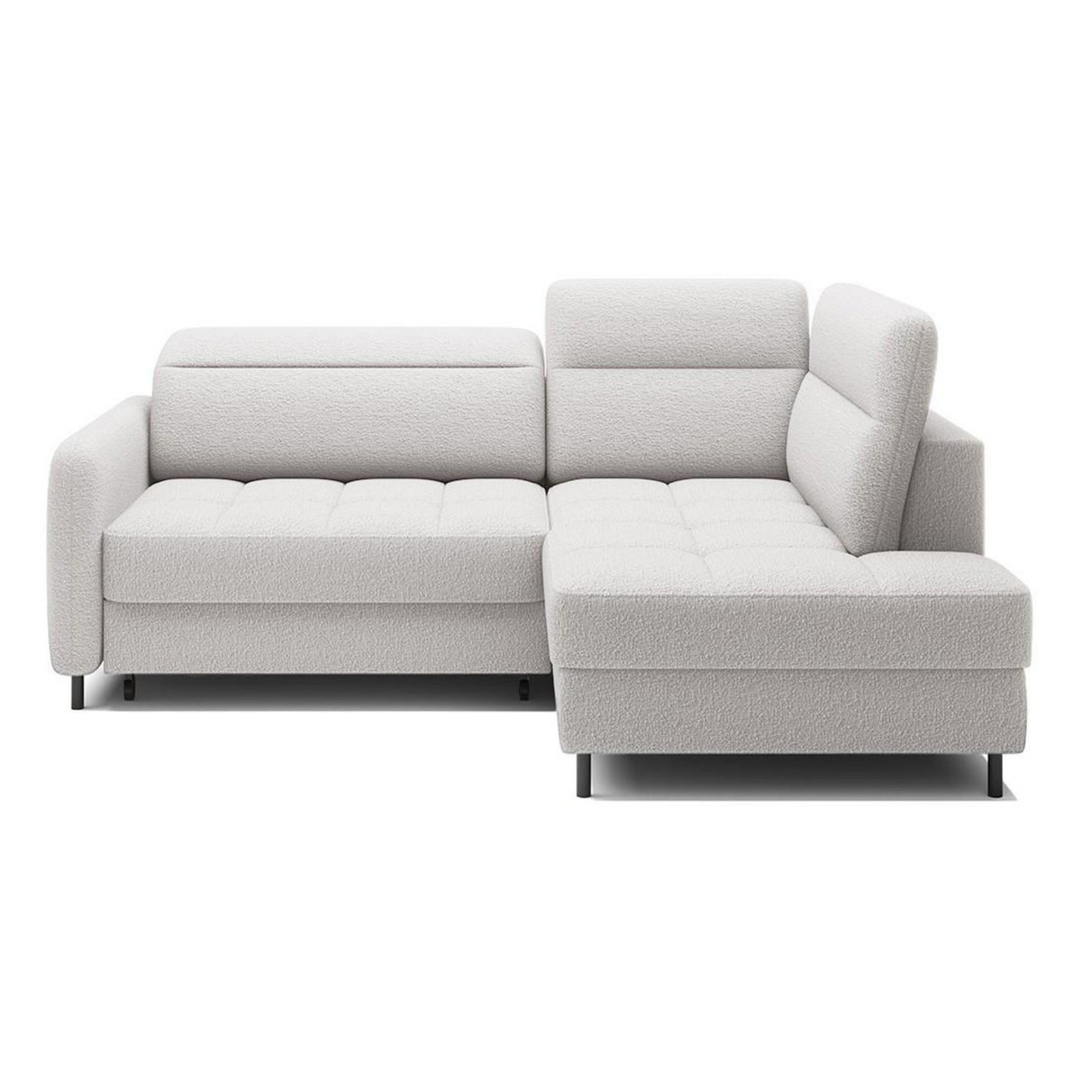 BEST MOBILIER Kalibo - canapé d'angle droit - 5 places - convertible avec coffre et têtières - en tissu bouclette