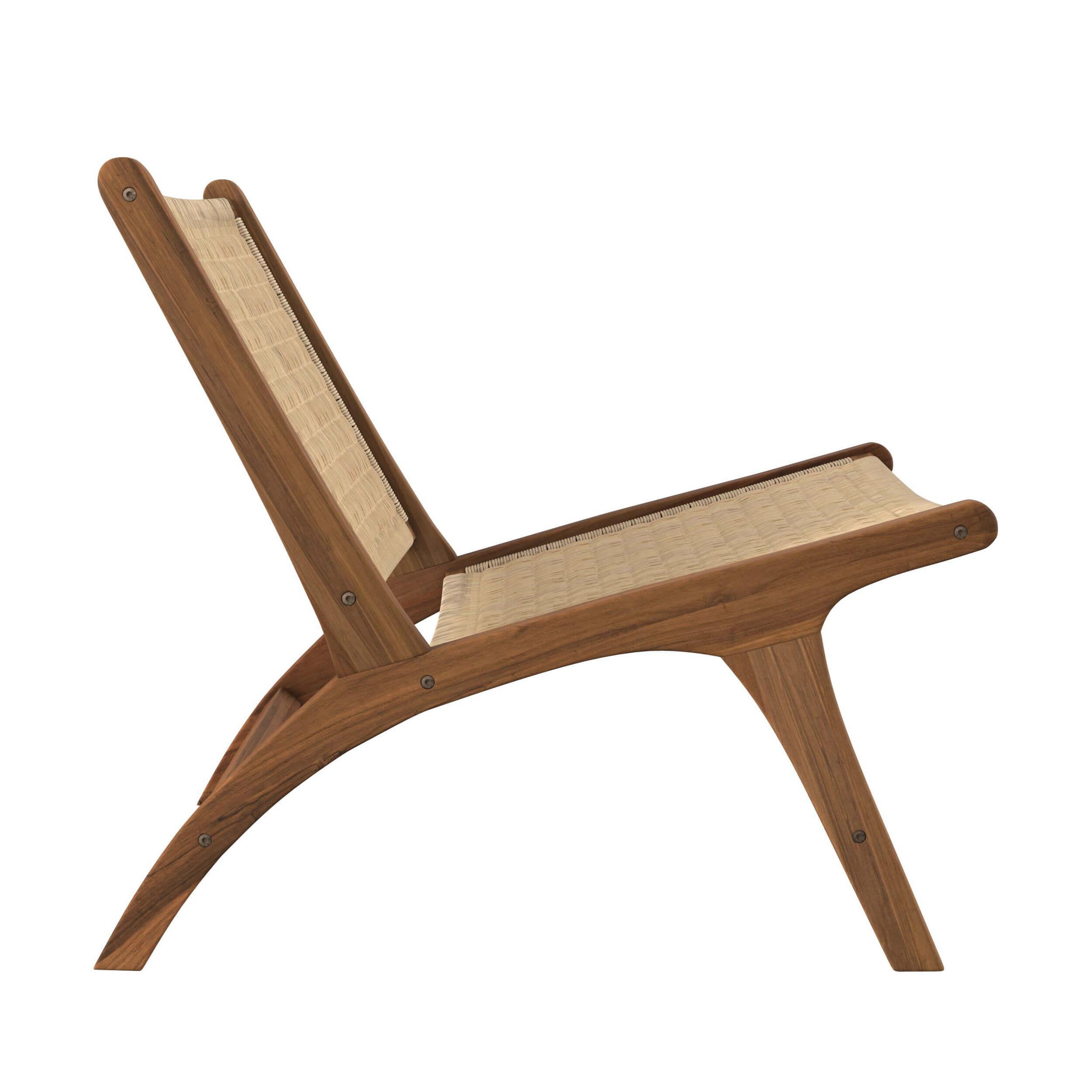 Voir la diapositive 3 : MAISON PAVANE Fauteuil en bois de teck et tressage vannerie en rotin-kilka