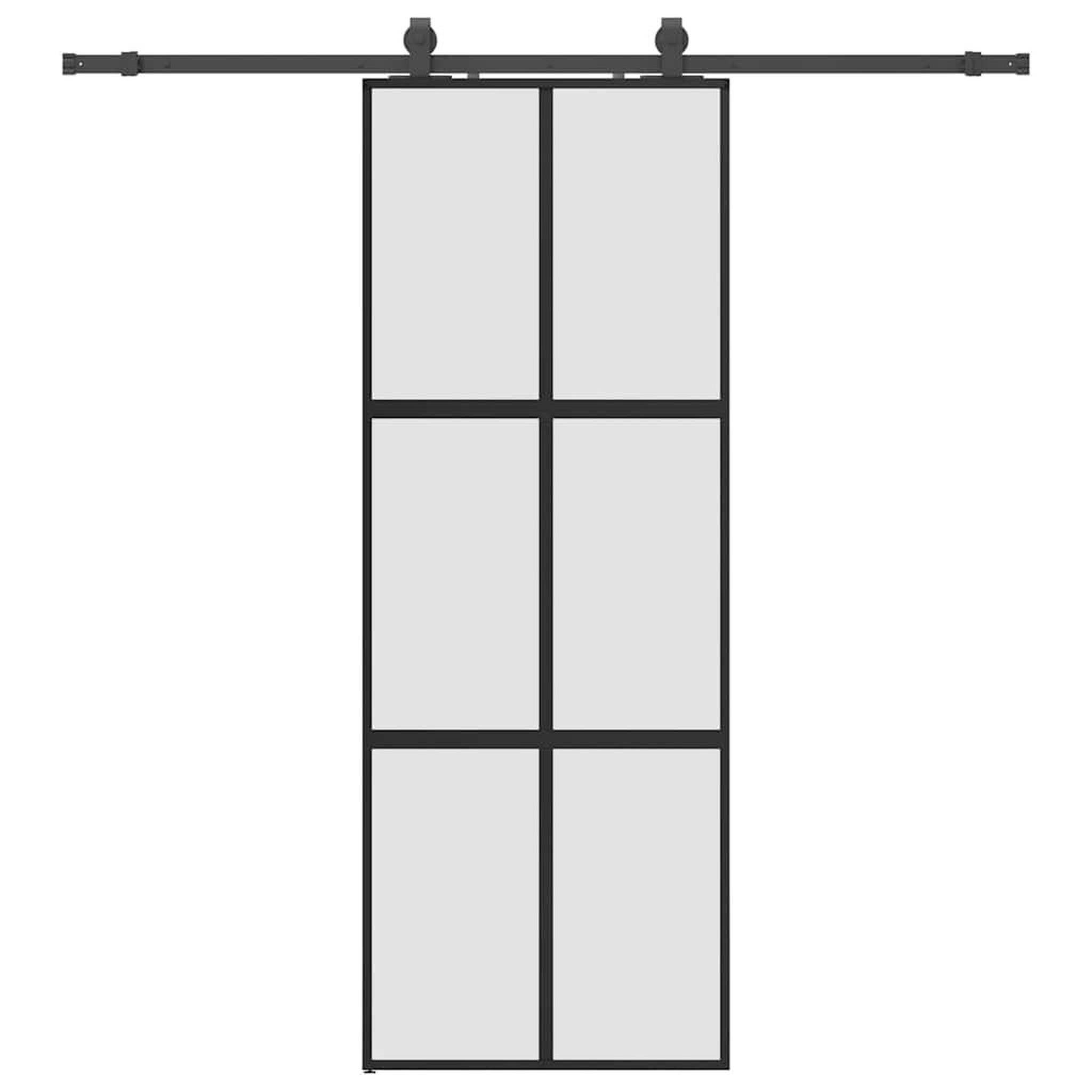 Voir la diapositive 2 : VIDAXL Porte coulissante kit quincaillerie noir 76x205 cm verre trempe