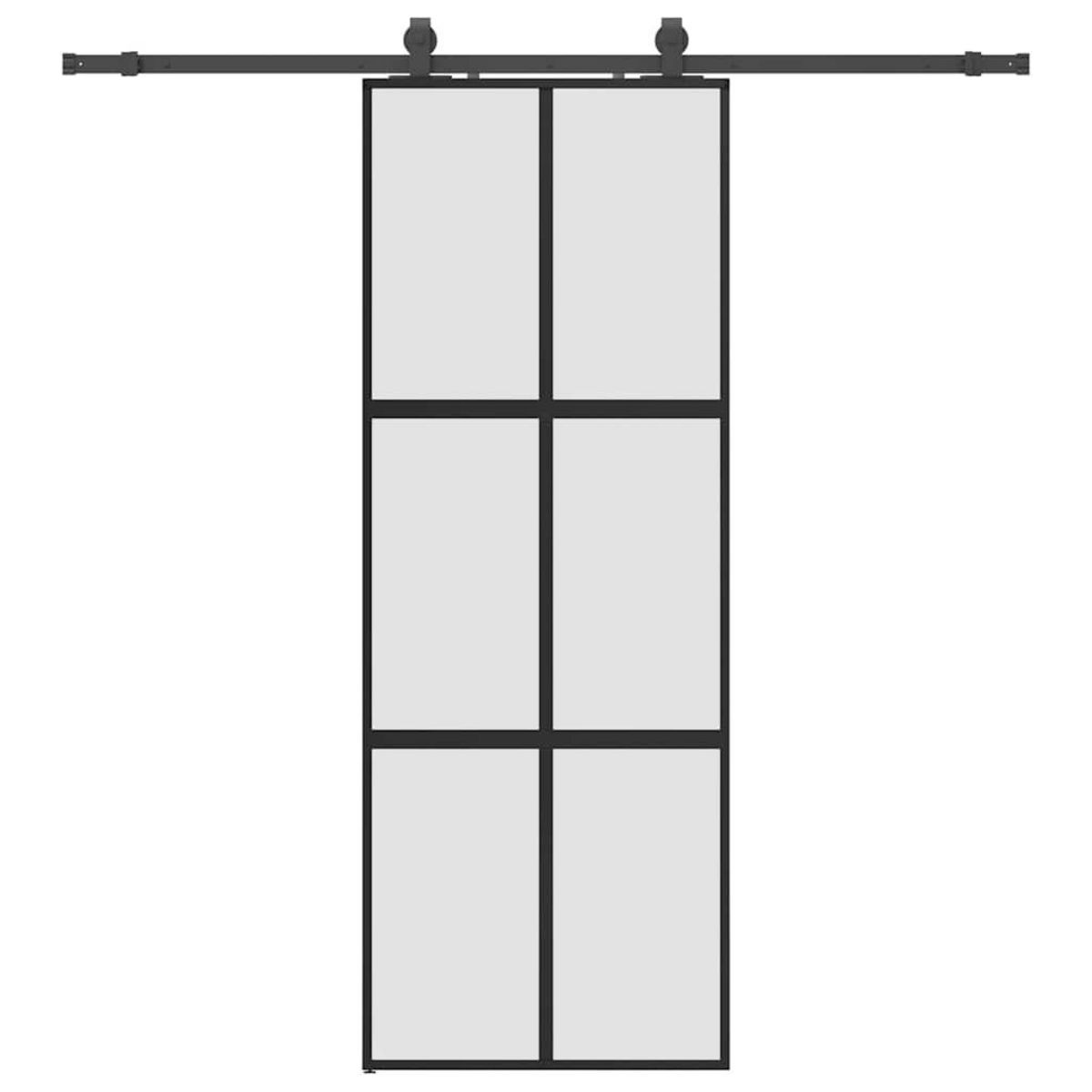 VIDAXL Porte coulissante kit quincaillerie noir 76x205 cm verre trempe