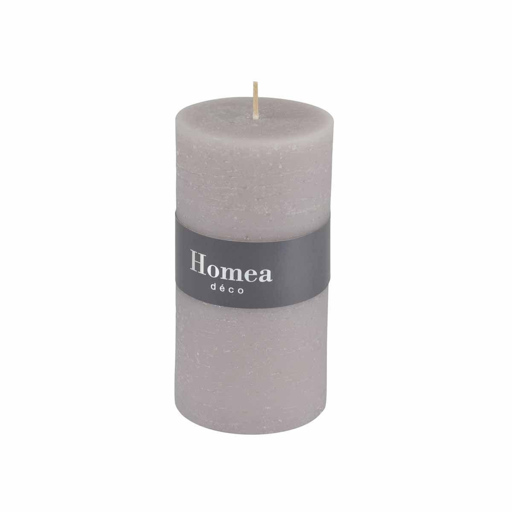 Voir la diapositive 2 : HOMEA Bougie déco pilier  rustique  13cm lin