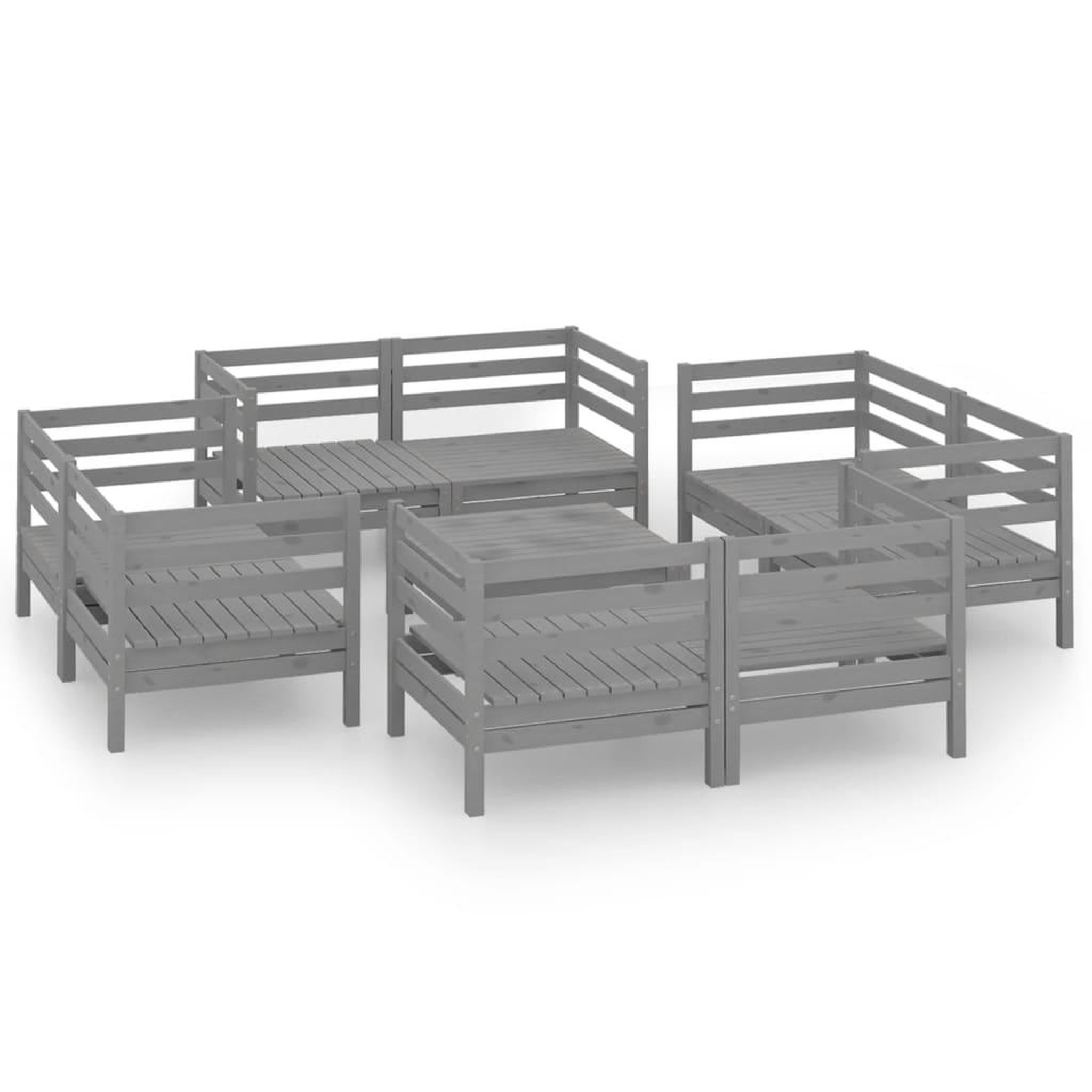Voir la diapositive 2 : VIDAXL Salon de jardin 9 pcs Gris Bois de pin massif
