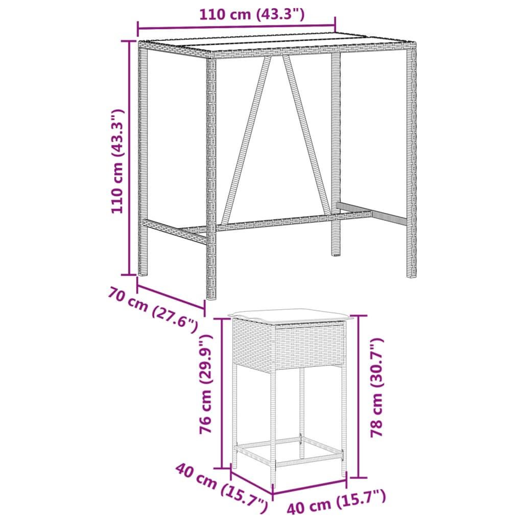 Voir la diapositive 6 : VIDAXL Ensemble de bar de jardin 5 pcs avec coussins gris poly rotin