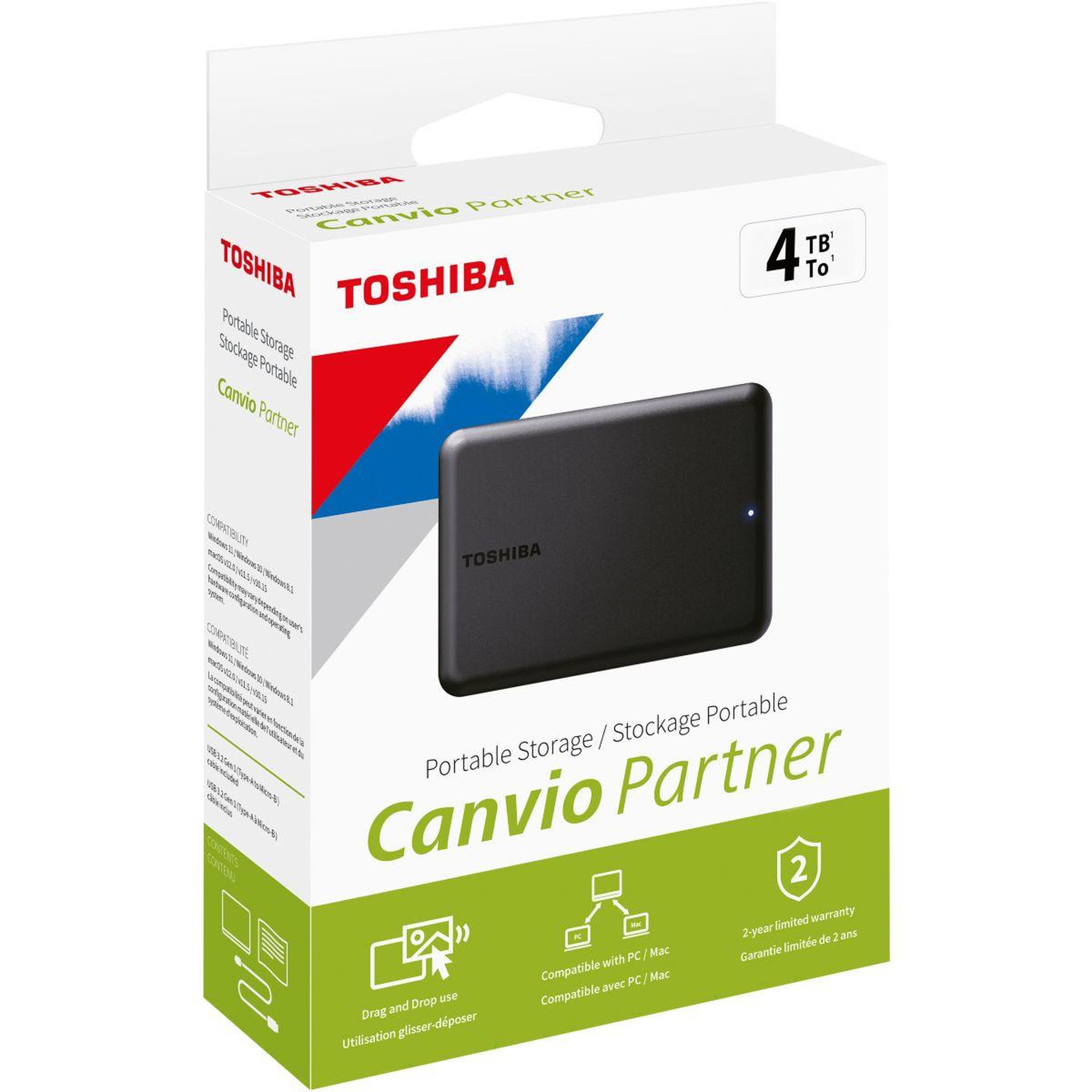 Voir la diapositive 2 : Toshiba Disque dur externe 4To Canvio Partner Noir