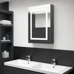 VIDAXL Armoire de salle de bain à miroir LED gris brillant 50x13x70 cm